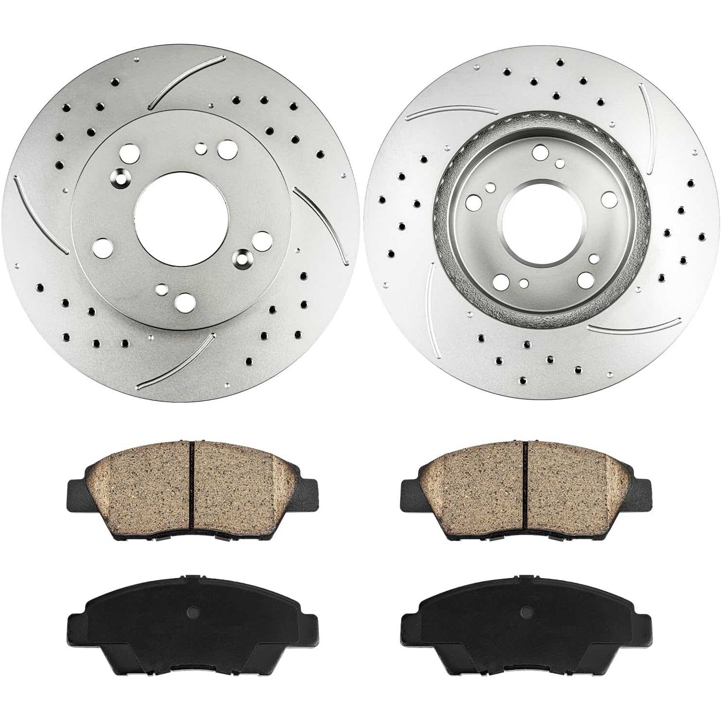 2012 Honda CR-Z Front Drilled and Slotted Ceramic Brake Pad & Rotor Kit 1