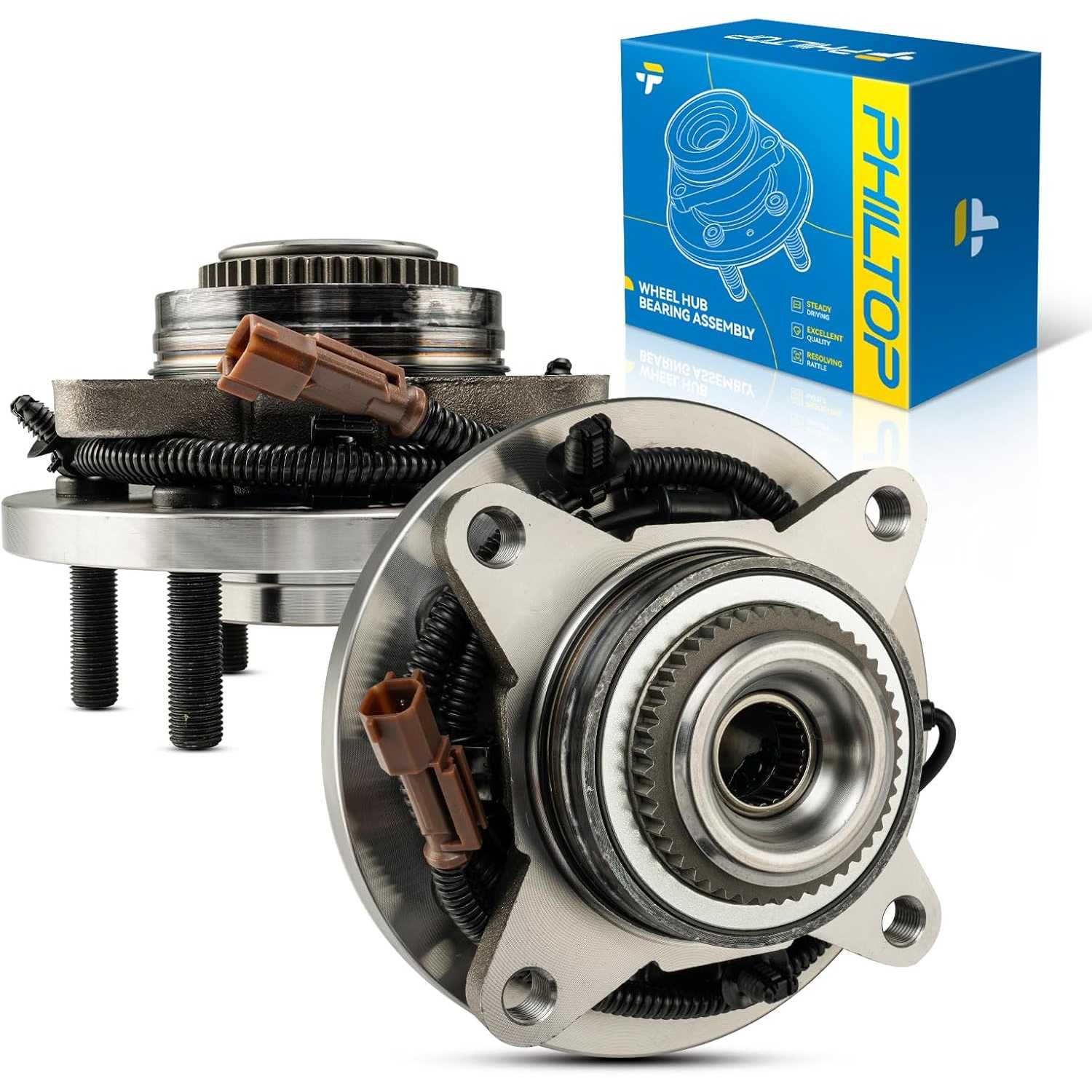 PHILTOP 515169 x2 4WD Front Wheel Bearing Fit for 2015-2017 Ford F-150 Wheel Hub Assembly 6 Lugs w/ABS