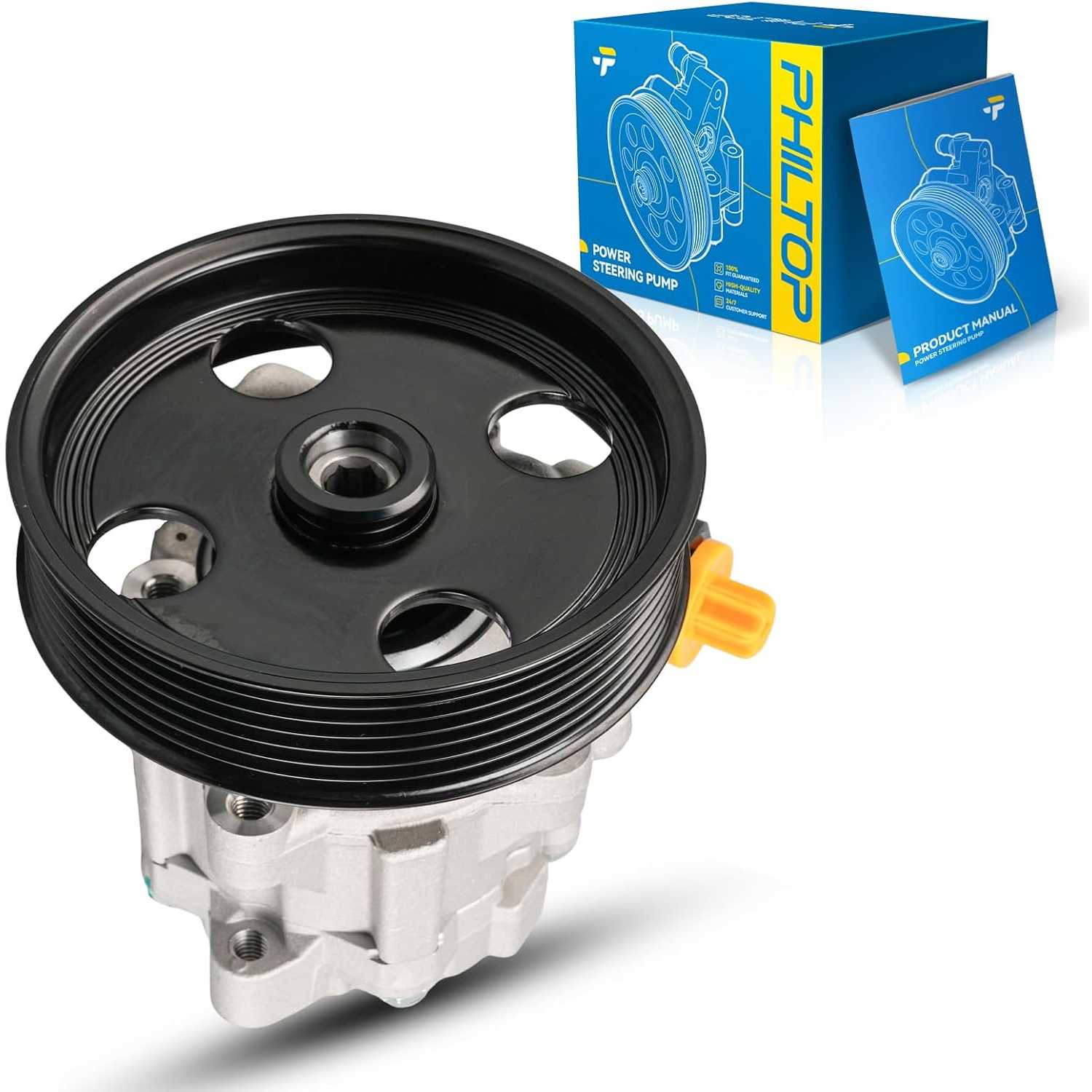 PHILTOP Power Steering Pump with Pulley, Compatible with 2007-2020 Sprinter 2500/3500 3.0L, 2019-2020 Sprinter 1500, 2021-2022 S