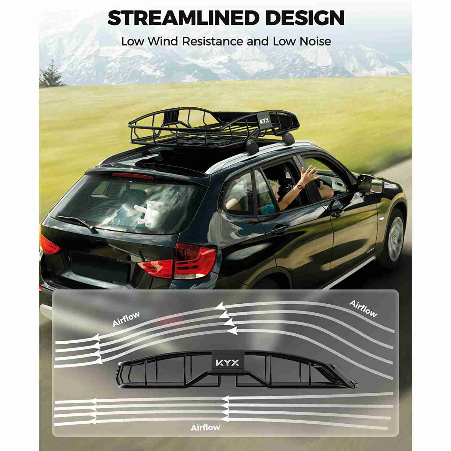 Suncent® Universal 57"x35.4"x8" Roof Rack Cargo Basket Carrier 6