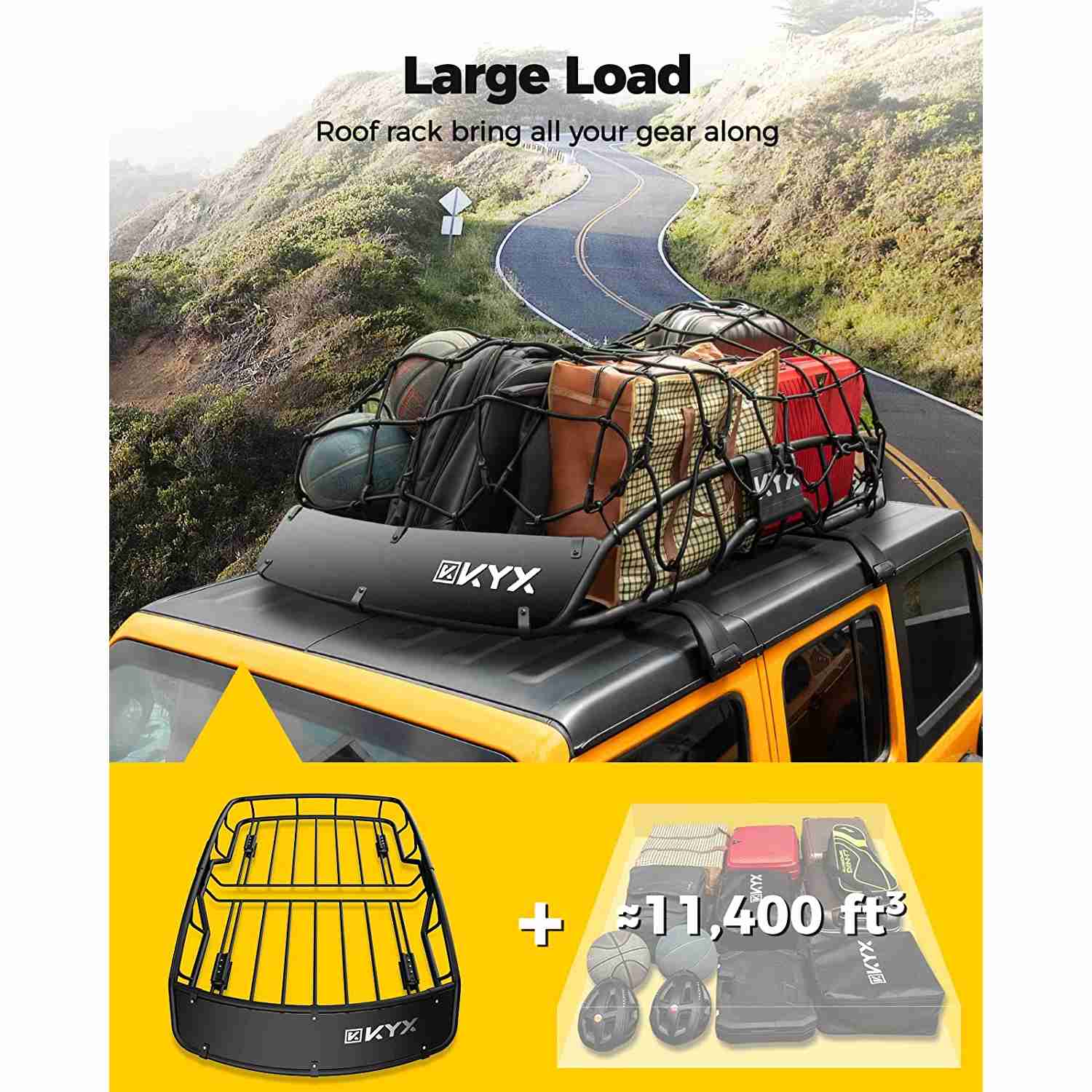 Suncent® Universal 57"x35.4"x8" Roof Rack Cargo Basket Carrier 4