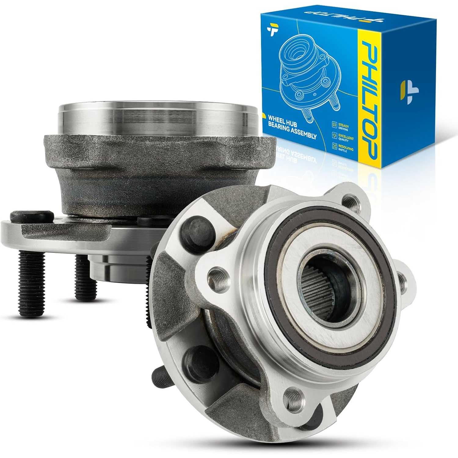 PHILTOP Pair 513258 Front Wheel Hub Assembly Compatible with 2008-2018 Toyota RAV4, 2011-2016 Scion tC, 2006-2007 Toyota RAV4 4W