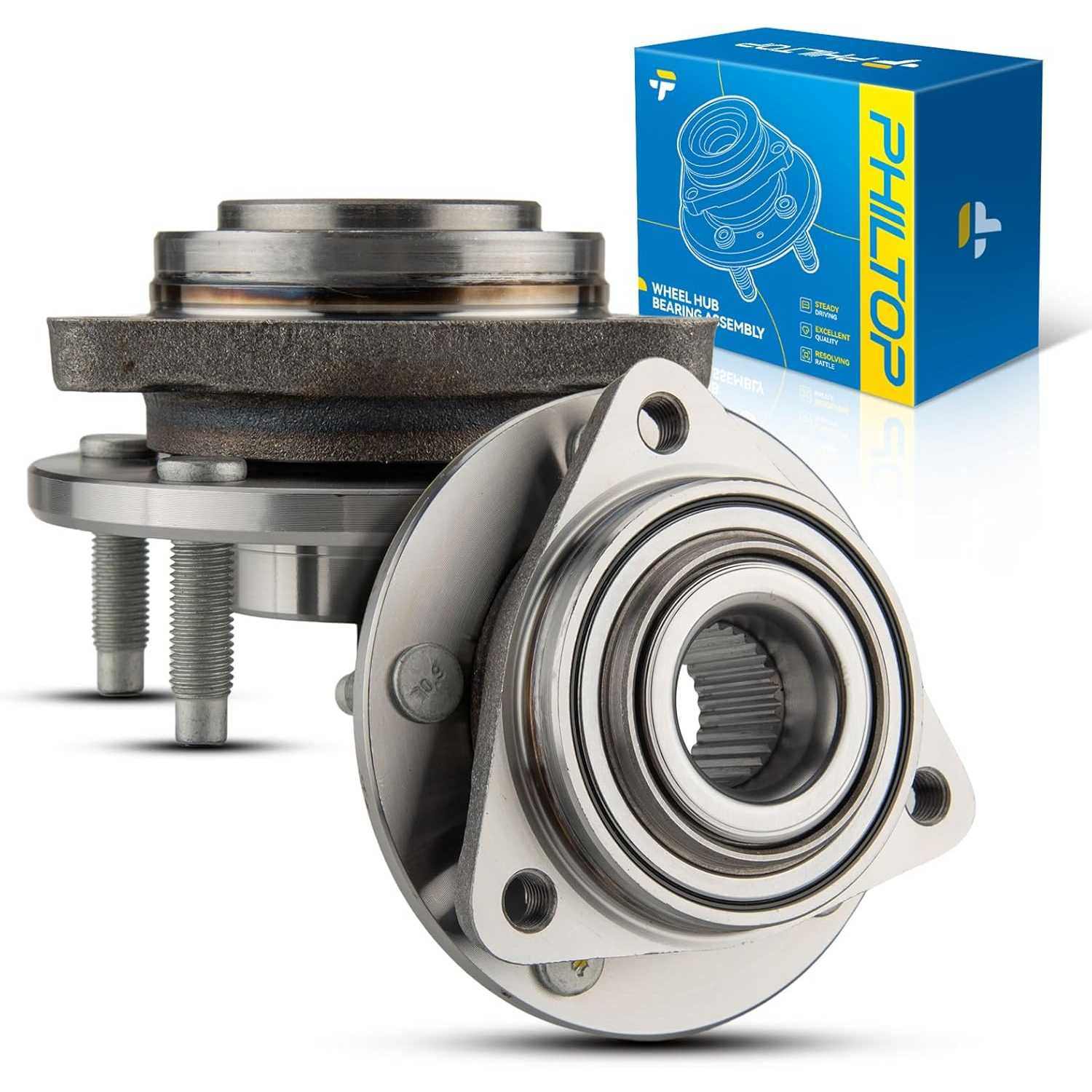 PHILTOP Front 513215 Wheel Bearing Hub Assembly 5 Lugs for Pontiac G6 2005 2006 2007, Chevrolet Malibu 2004 2005 2006 2007, 2 PC