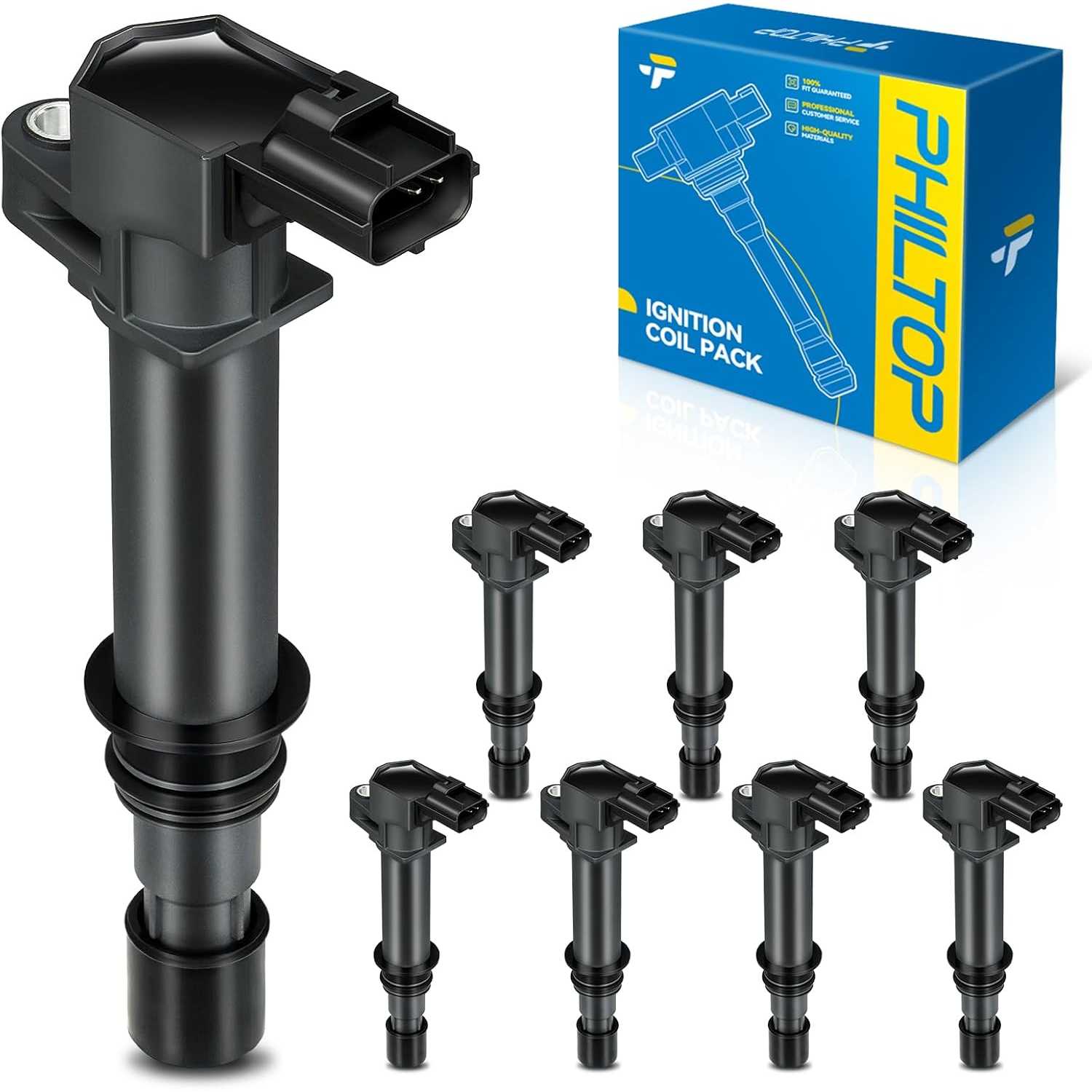 PHILTOP UF270 Ignition Coil Pack Fit for Dodge Ram 1500 2002-2008, Jeep Liberty 2002-2008, Dakota 2000-2008, Grand Cherokee 1999