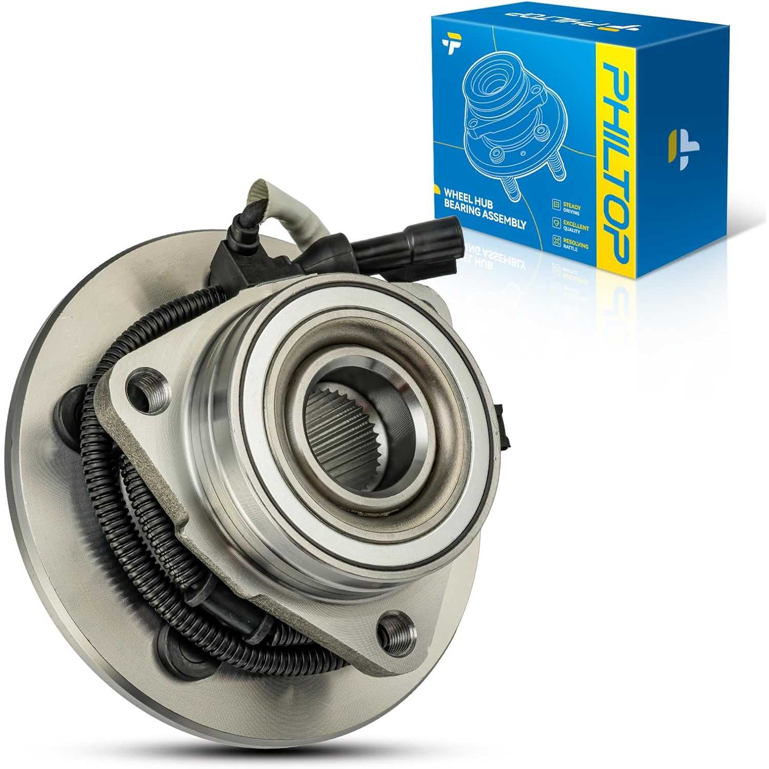 PHILTOP 515010 4WD Front Wheel Bearing & Hub Assembly Compatible with 1997-2000 Ford F-150 W/ABS 5 Lugs 1pc
