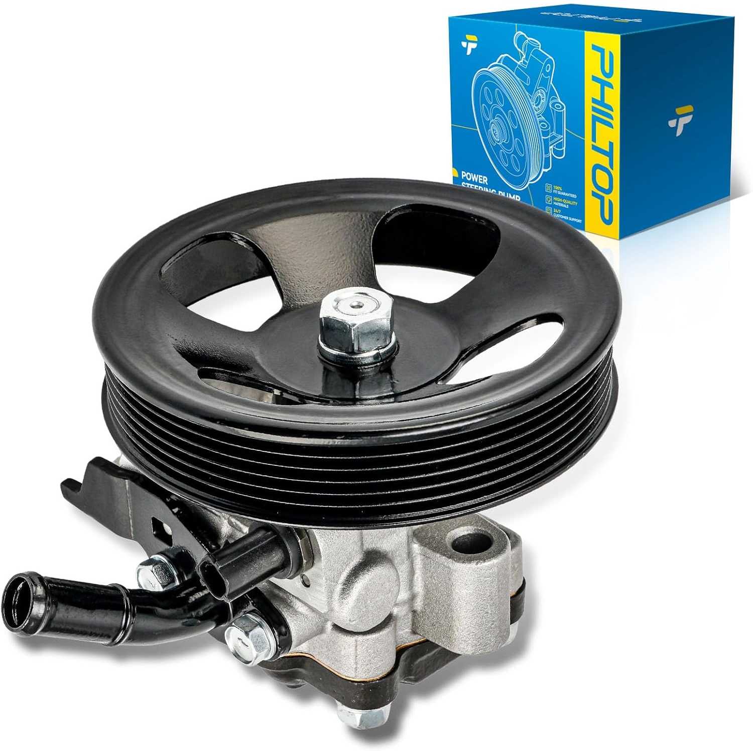 PHILTOP Power Steering Pump Replacement 965479, Fit for 2007-2009 Santa Fe 2.7L, Power Steering Pump with Pulley