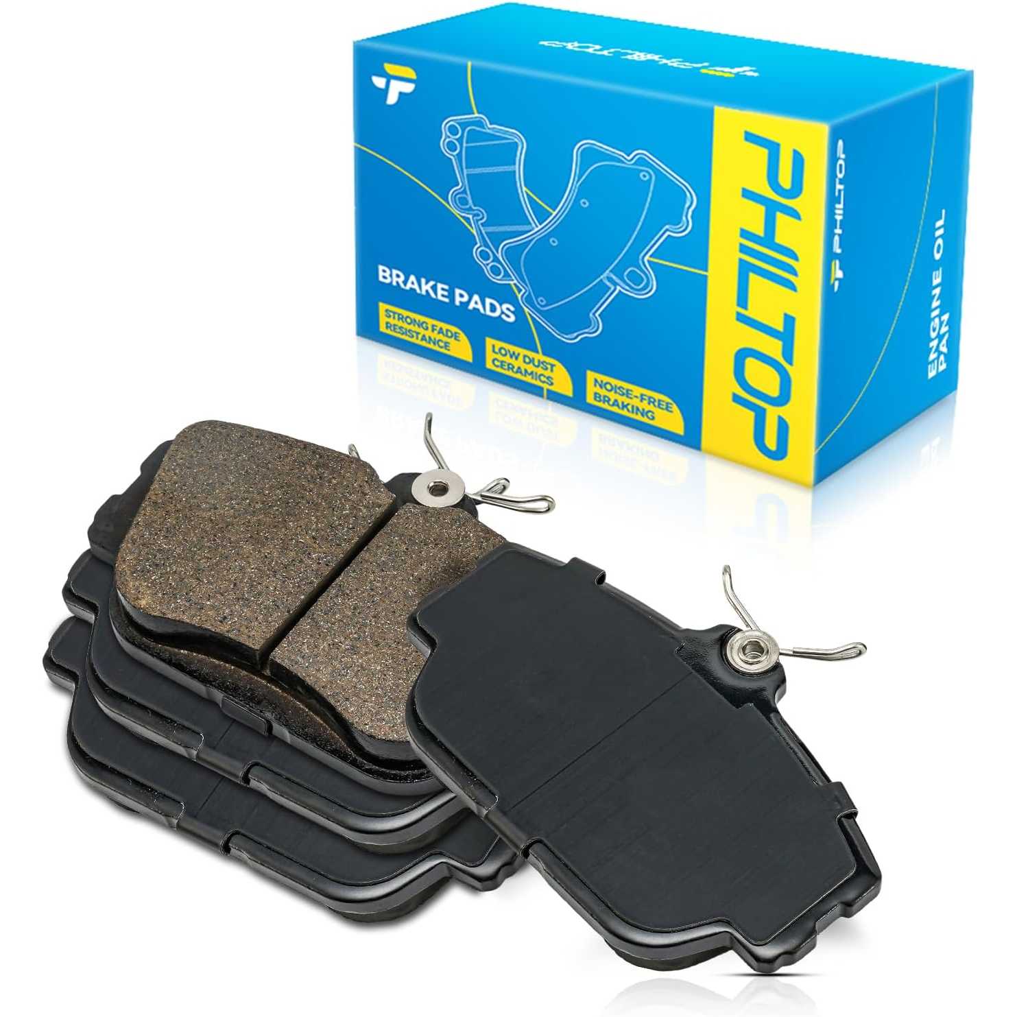 PHILTOP D598 Ceramic Front Brake Pads For 20Ford 1994-1999 2001-2007 Taurus, Mercury 2001-2005 Sable, Lincoln 1995-2002 Continen
