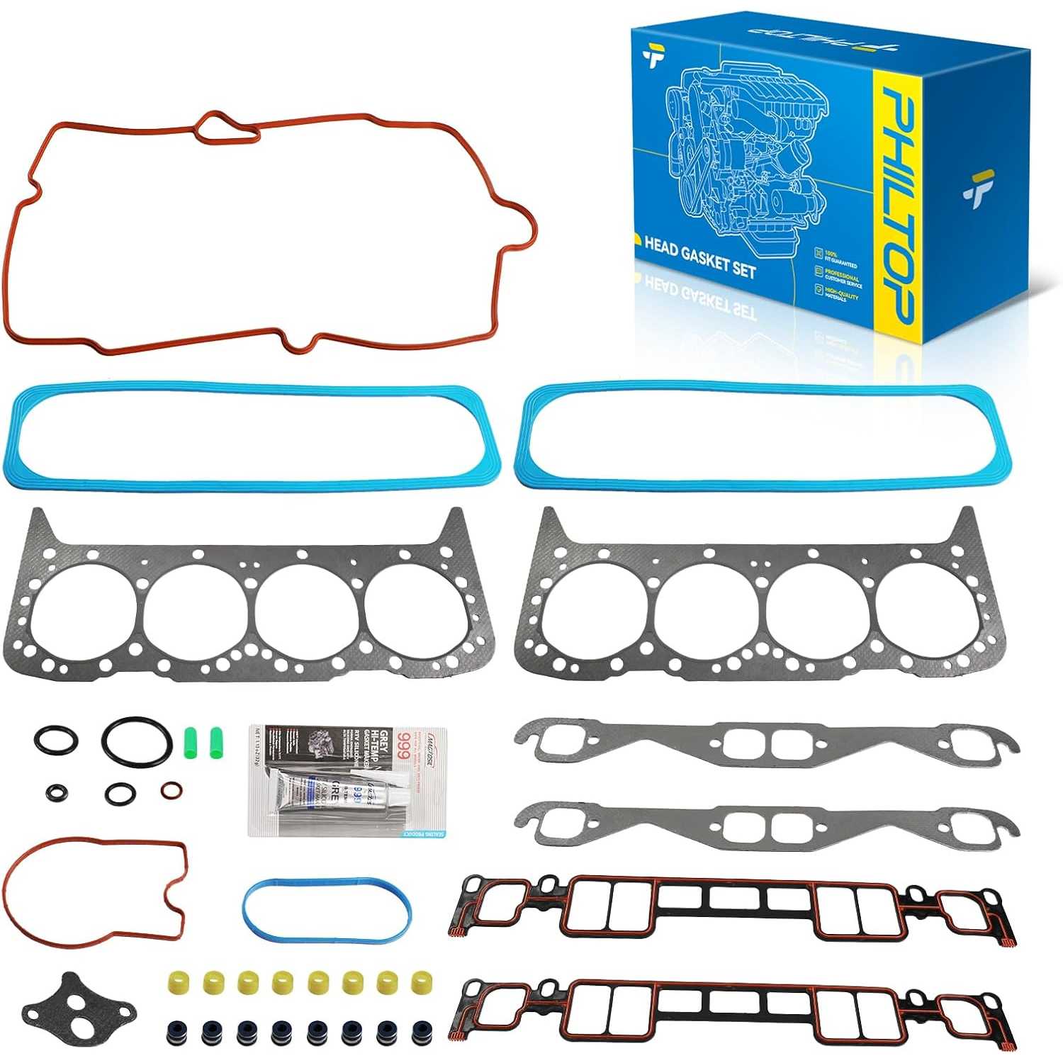 PHILTOP HS 7733 PT-16 Head Gasket Set Compatible with K1500 Tahoe C1500 K1500 Suburban K2500 Express 3500 C2500 Yukon C3500 C150