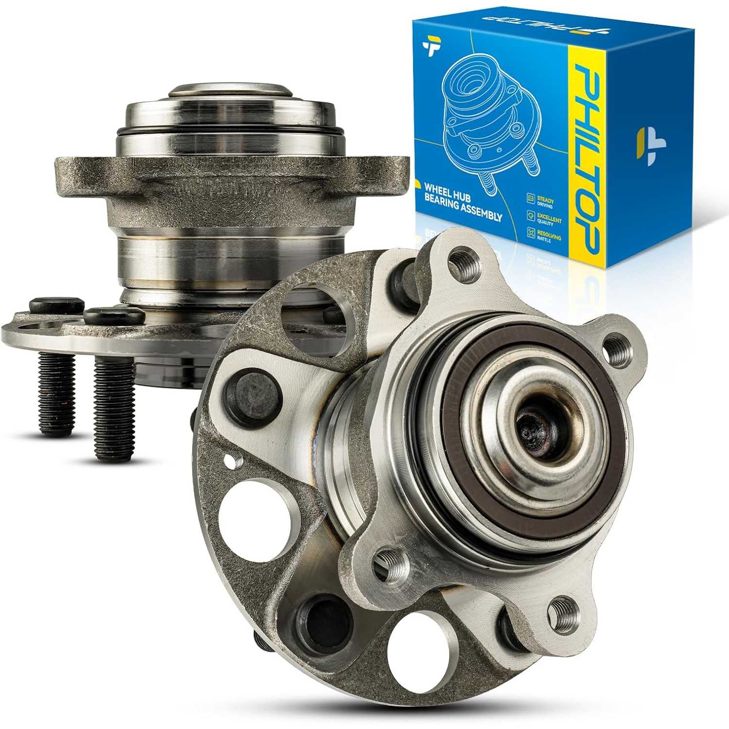 PHILTOP 512256 Rear Wheel Bearing Fit for Honda Civic 2006-2011, 5 Lugs Wheel Hub Assembly
