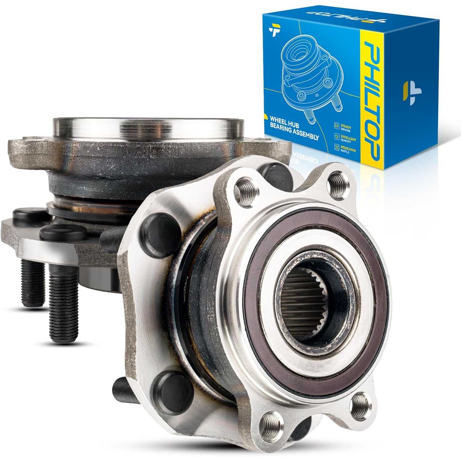 PHILTOP 513357 Front Wheel Bearing Hub Assembly 5 Lugs for Nissan Rogue ...