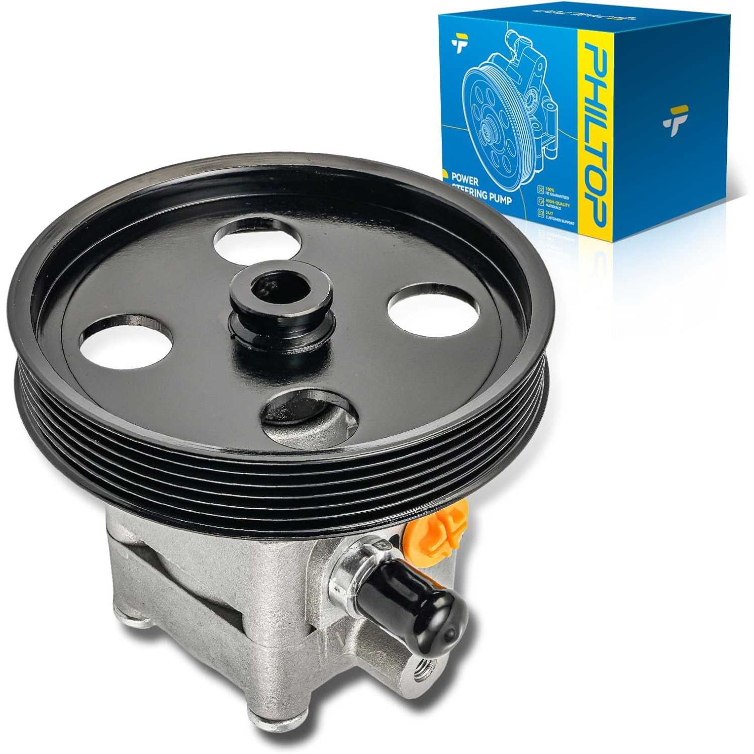PHILTOP Power Steering Pump Pulley Replacement 215282, Fit for 2000-2004 S40, 2000-2004 V40, Replace# 8683378、3524419、215282