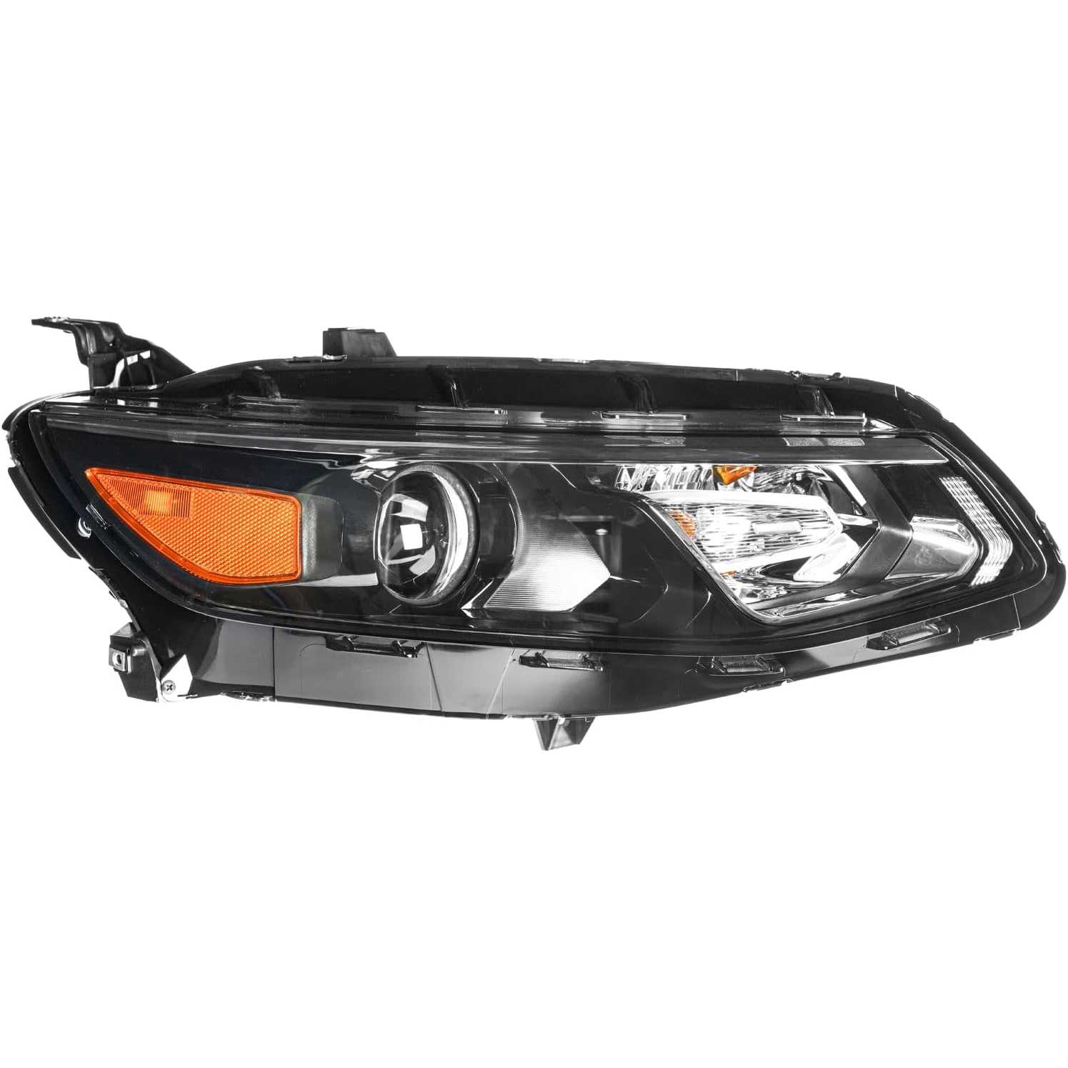 PHILTOP Headlight Assembly, Black Headlights Replacement Compatible with 2016-2018 Malibu Amber Reflector Clear Lens Color