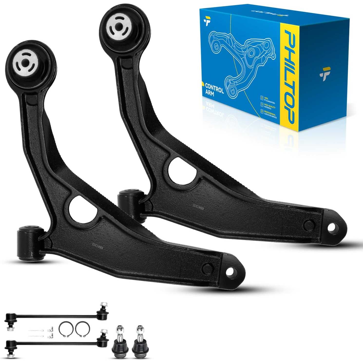 PHILTOP 6pcs Front Lower Control Arm Kit for Dodge Journey 2009-2014, Crossroad/Limited R/T SXT 2015 Suspension Kit, Sway Bar En