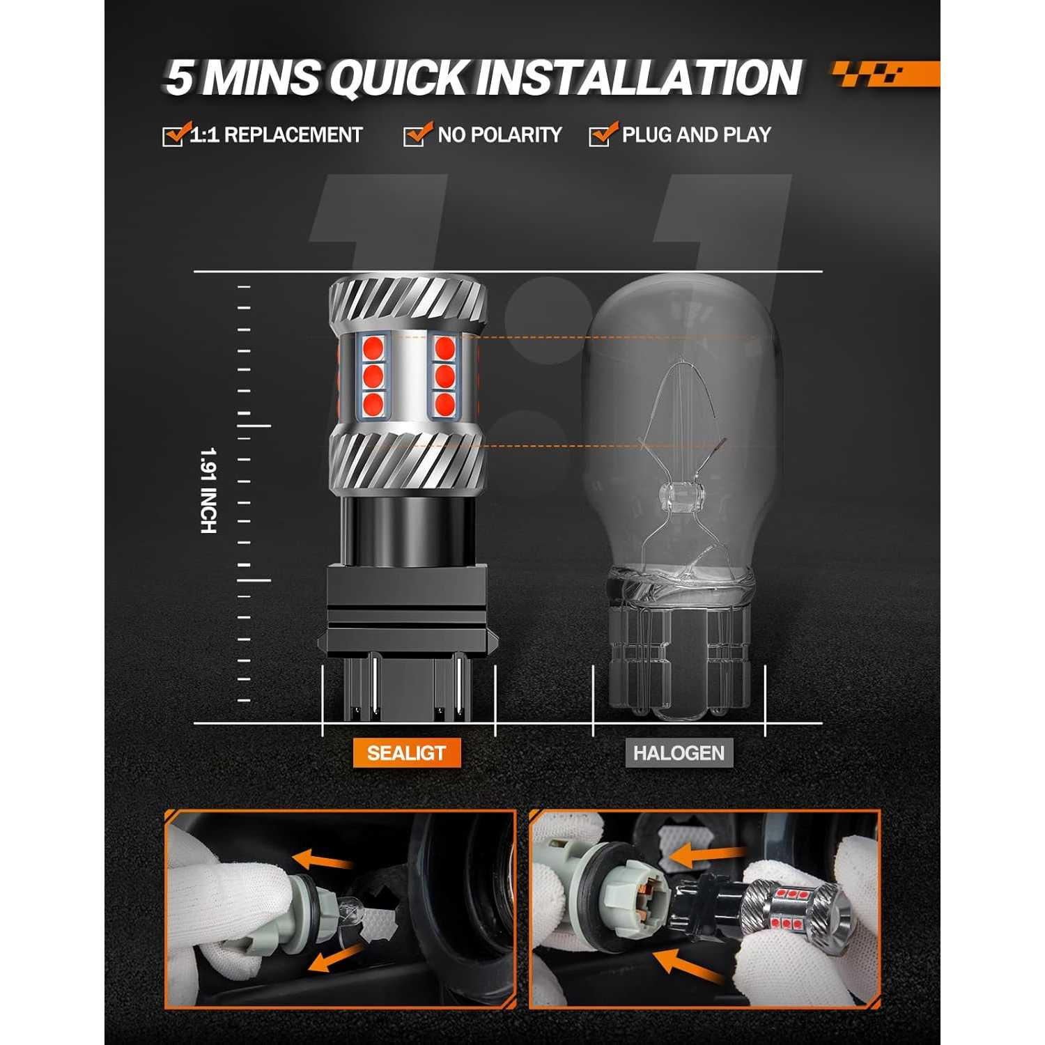 BMTxms 4x Super Red 3156 3157 LED Brake Tail Light Bulbs – For GMC Sierra 1500 1999-2006