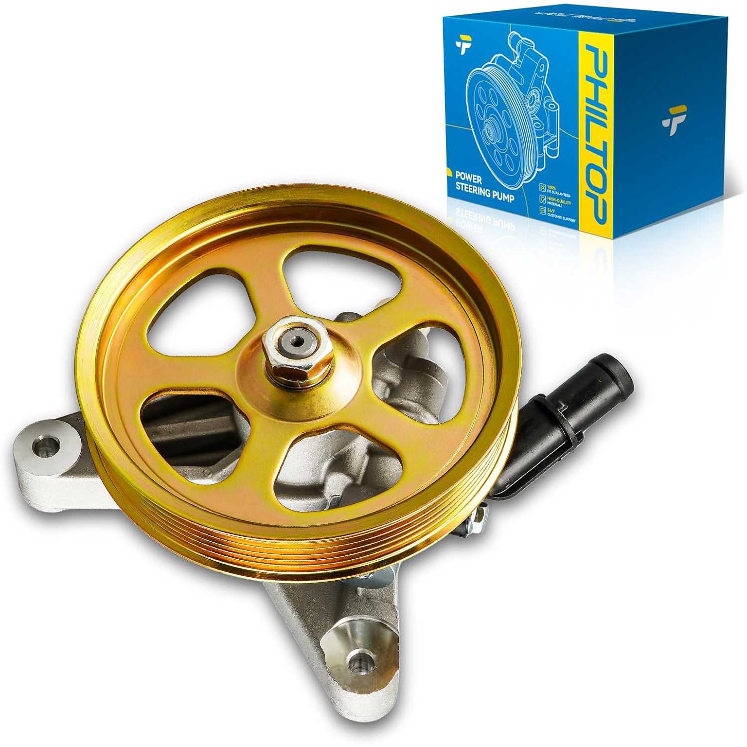 PHILTOP 215442 Power Steering Pump with Pulley, Fit for 2005-2010 Odyssey, 2007-2013 MDX, Replace OE 215442, 5502085E03, 55266D5