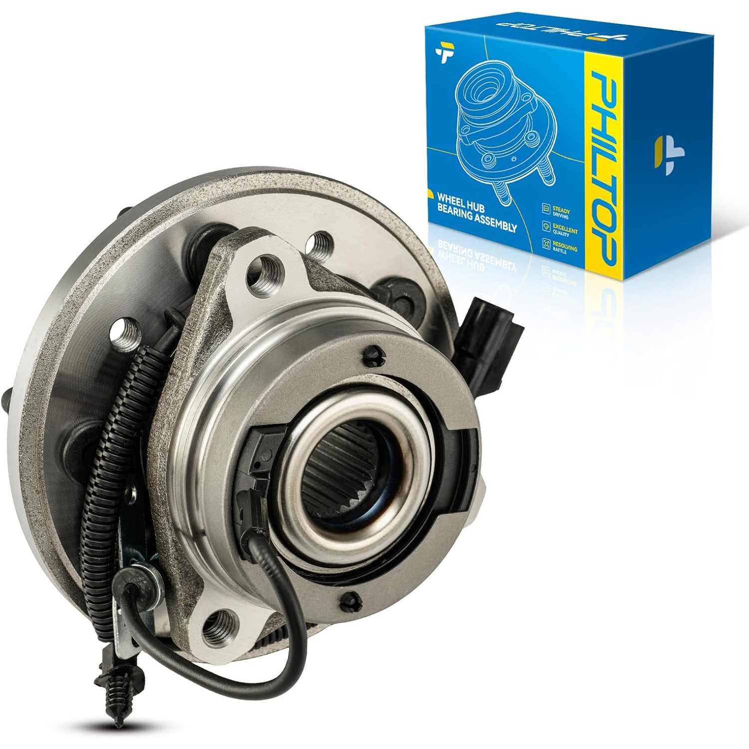 PHILTOP 513233 Front Right Wheel Bearing Fit for Ford Freestar 2004-2007, Mercury Monterey 2004-2007, 5 Lugs Wheel Hub Assembly