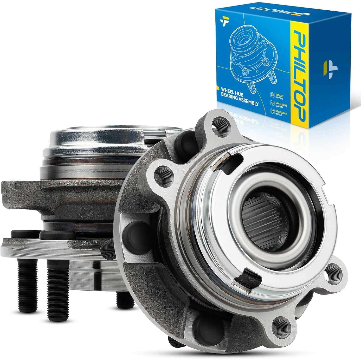 PHILTOP 513294 Front Wheel Bearing & Hub Assembly Compatible with 2007-2012 Nissan Altima 5 Lugs 2pcs