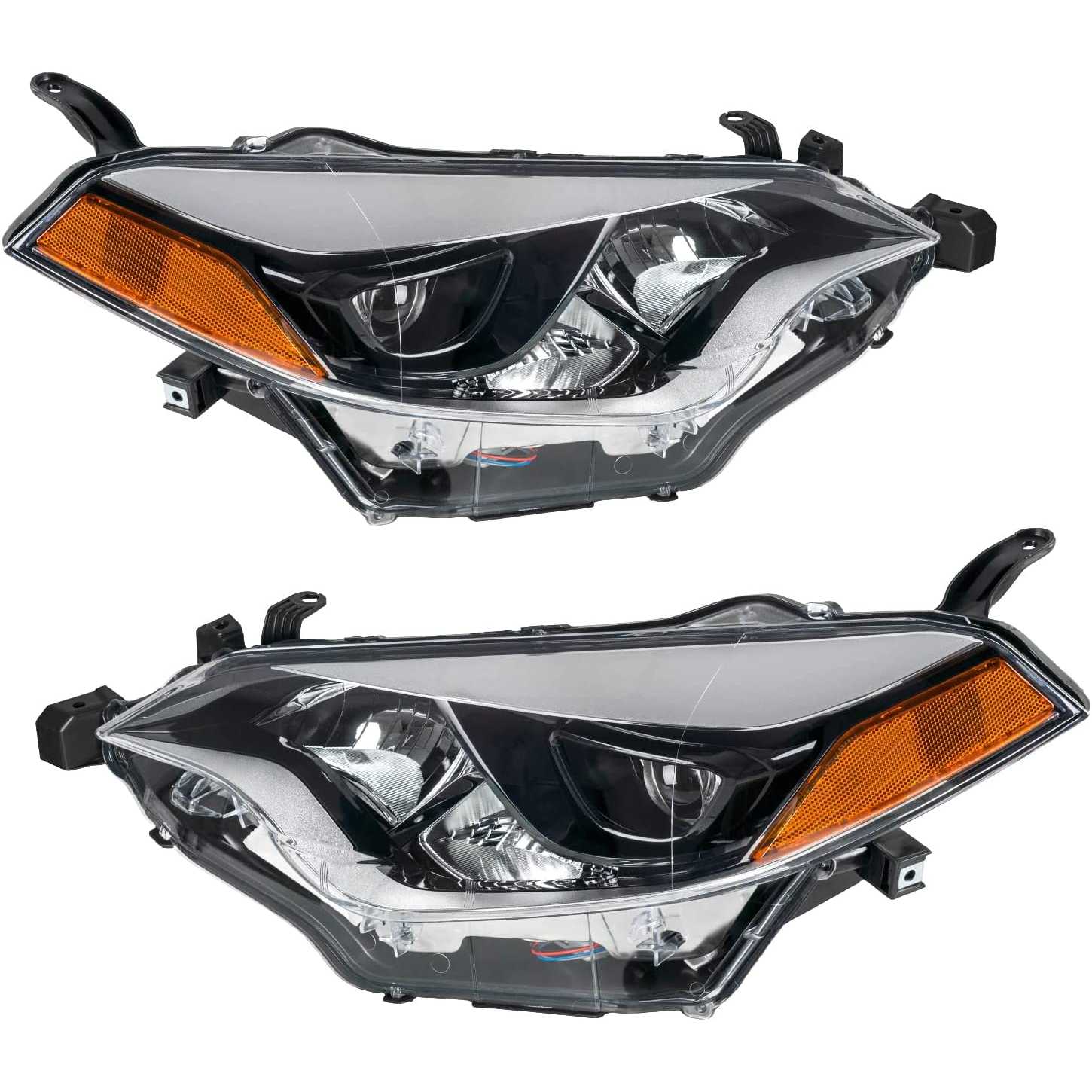 Projector Headlight Assembly fit for 2014-2016 Toyota Corolla | Amber Reflector, Chrome Housing