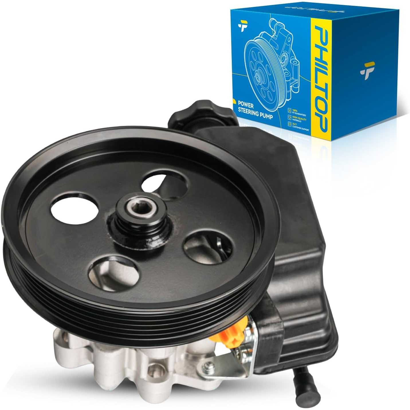 PHILTOP Power Steering Pump Replacement 202205, Fit for 2008-2010 Grand Cherokee/Commander 3.7/4.7L, Power Steering Pump with Re