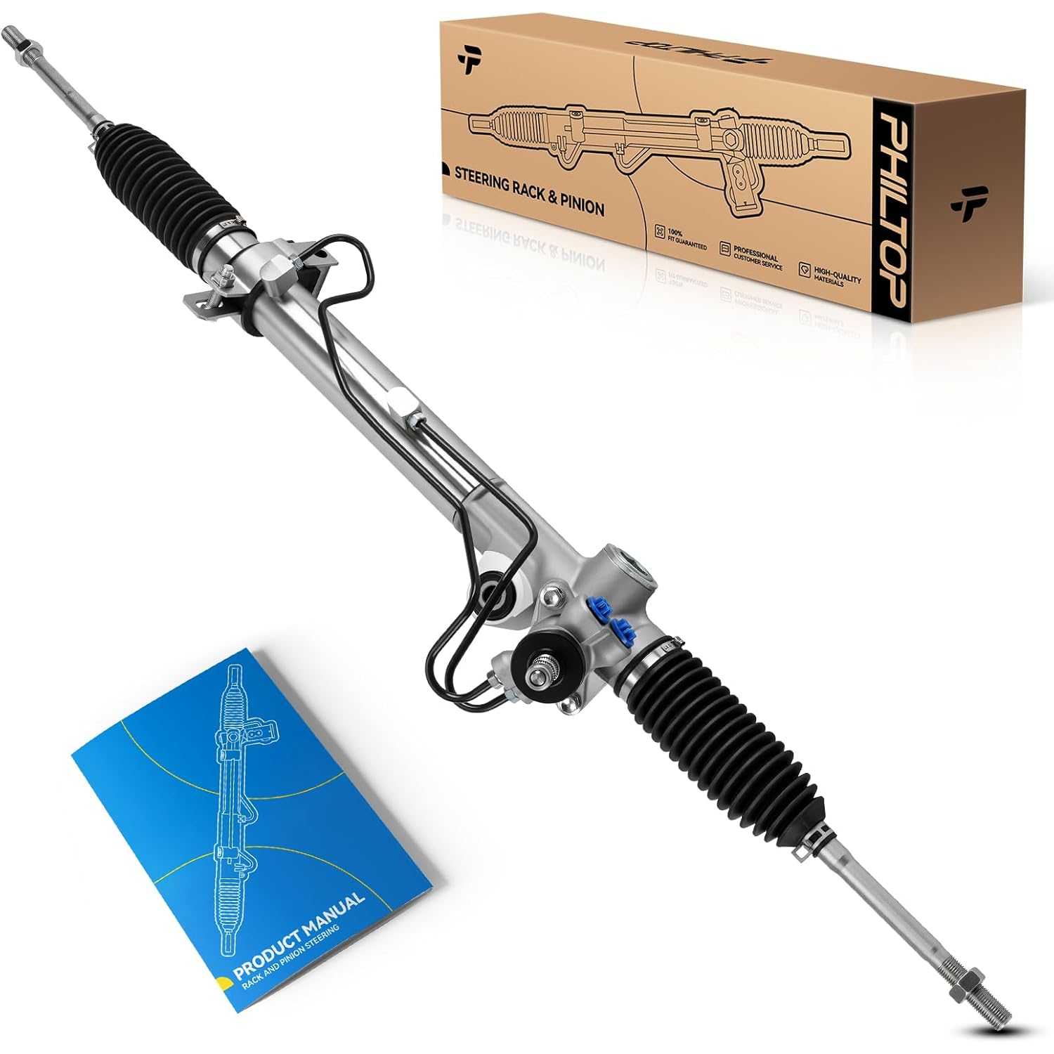 PHILTOP Power Steering Rack & Pinion Assembly for 1998 1999 2000 2001 2002 2003 2004 Tacoma RWD, Hydraulic Power Steering, O