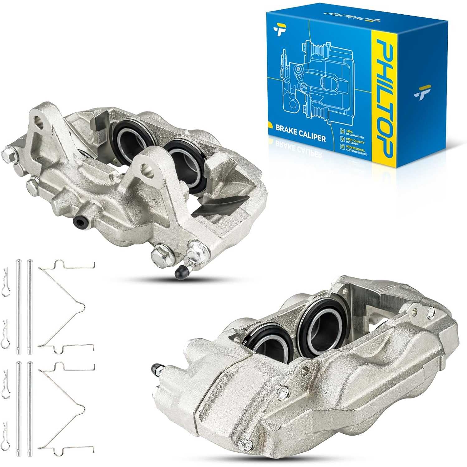 PHILTOP Front Disc Brake Caliper Assembly Replacement For Toyota 4Runner 2003-2009, Lexus GX470 2003-2009, 2pcs Front Driver and