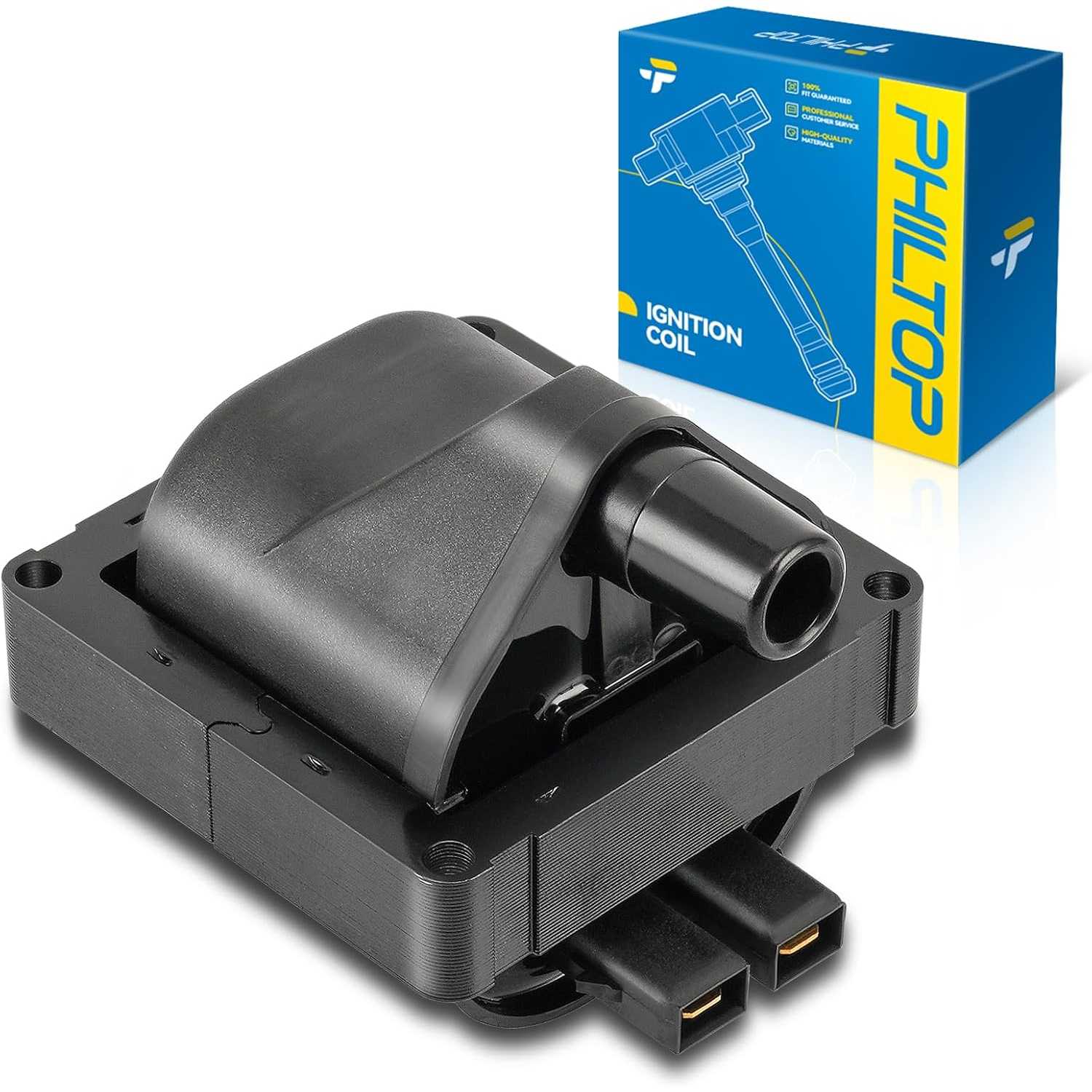 PHILTOP UF12 Ignition Coil Pack Compatible with 1981-1990 Pickup 2.4L Base/DLX/RN60/RN63/SR5, 1981-1983 Celica GT/ST/Supra, 1980