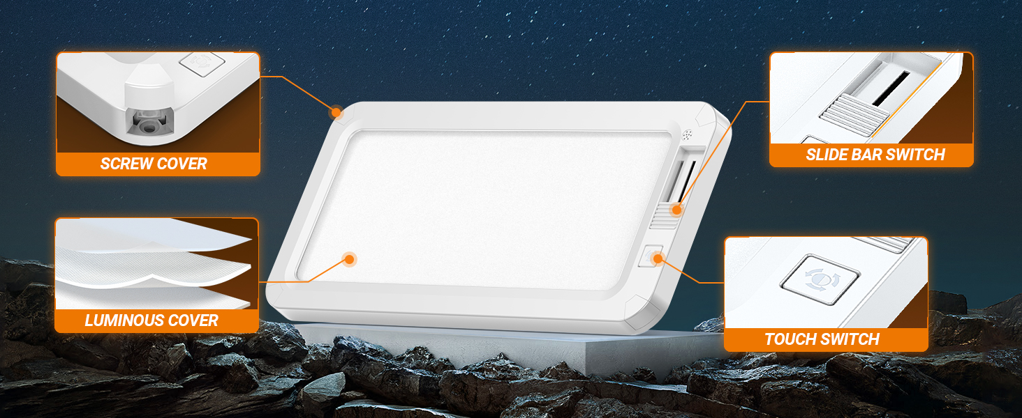 RV Lights Interior, 3 Color Dimmable LED RV Lights Fixtures 12V Camper Light