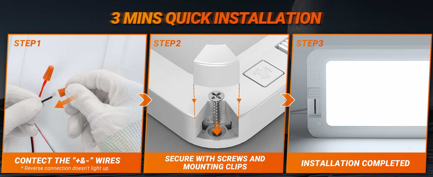 RV Lights Interior, 3 Color Dimmable LED RV Lights Fixtures 12V Camper Light