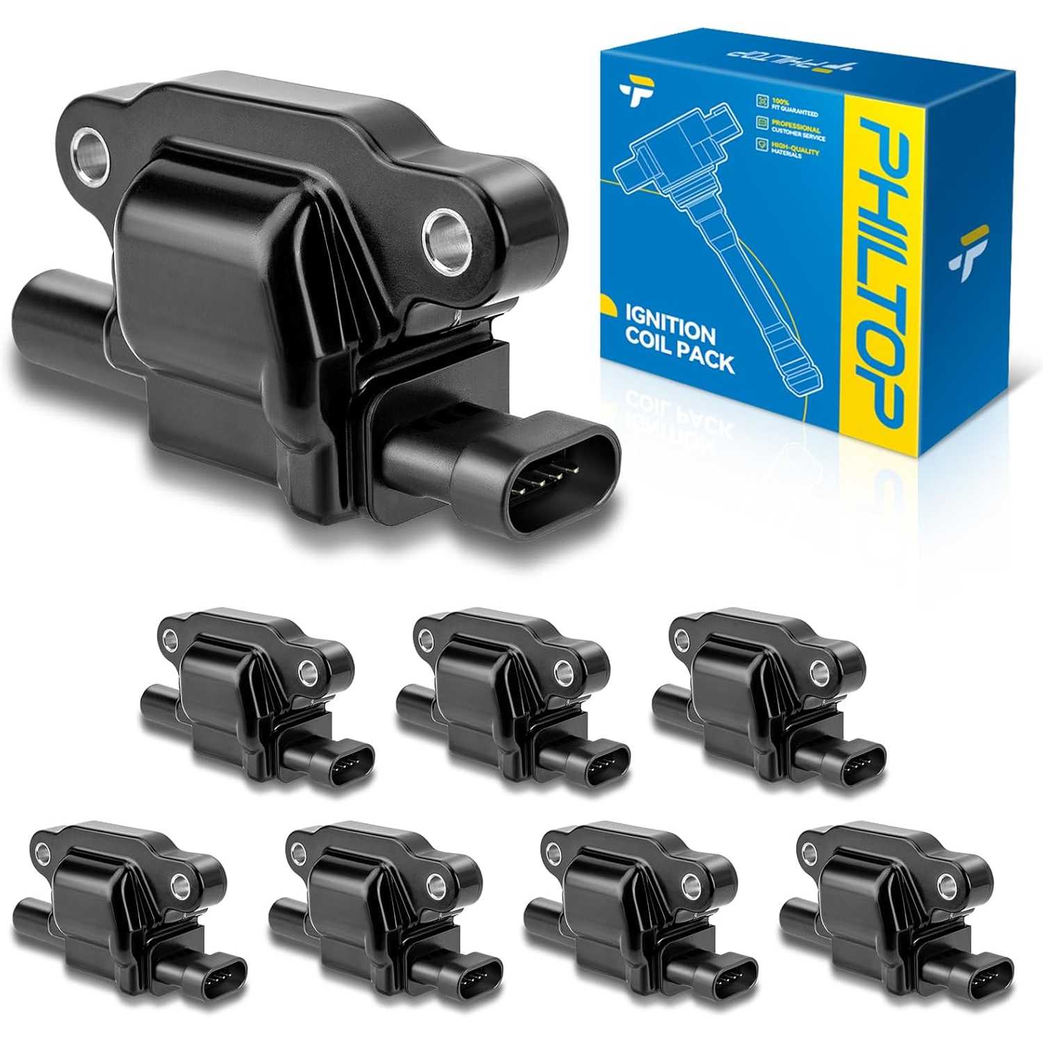 UF413 Ignition Coil Pack, Fits for 2007-2013 Silverado 1500 5.3L, 2008-2019 Silverado 2500 HD 6.0L, 2007-2014 Tahoe