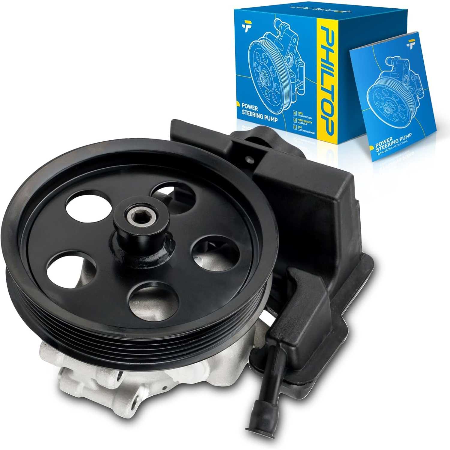 PHILTOP 20-326 Power Steering Pump Direct Fits Focus 2006-2011, Transit Connect 2010-2011 2.0L, Power Steering Asist 6S4Z3A674A,