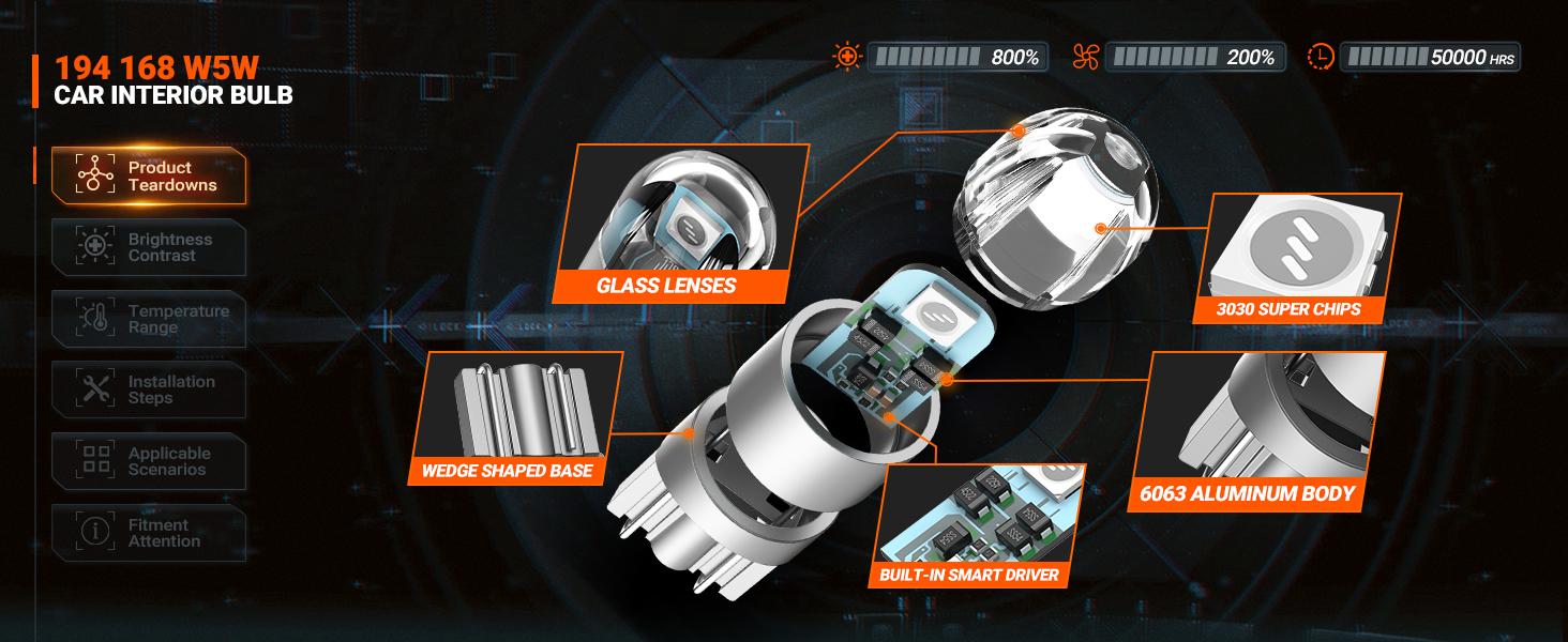 194 168 w5w led bulb blue