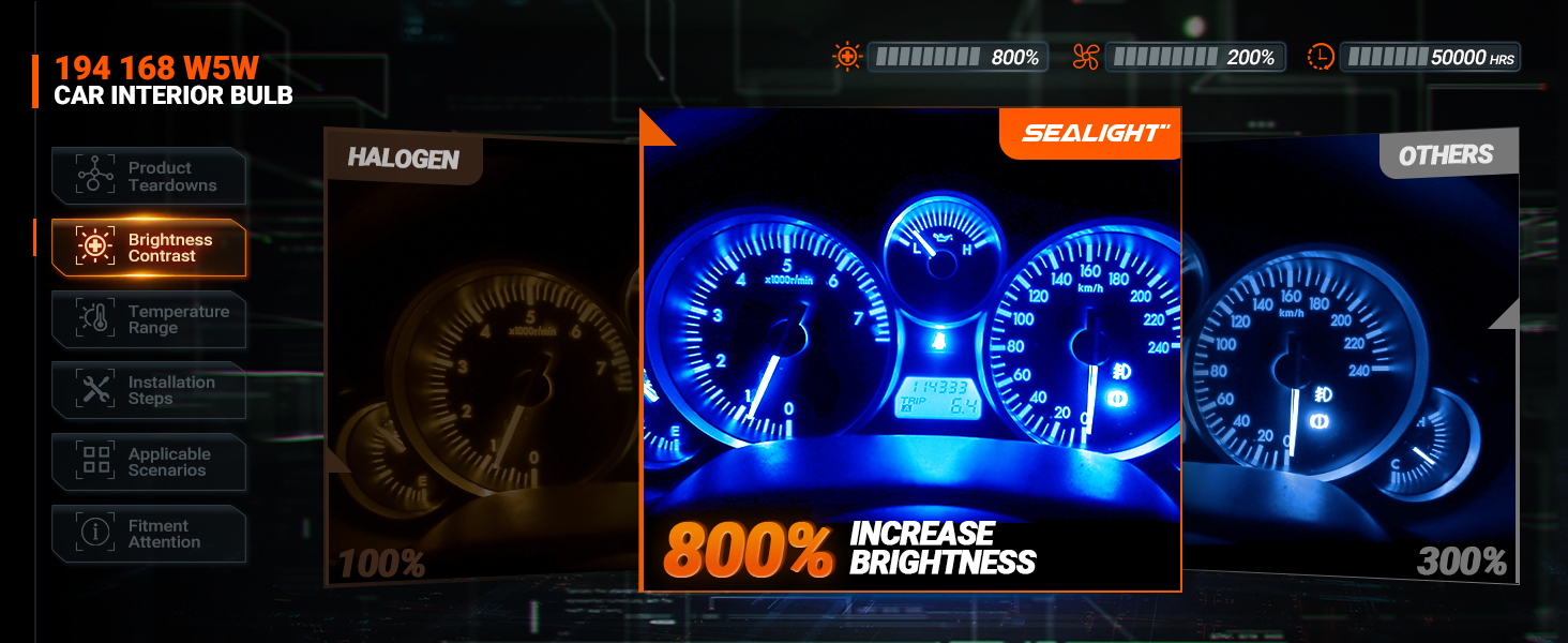 194 168 w5w led bulb blue