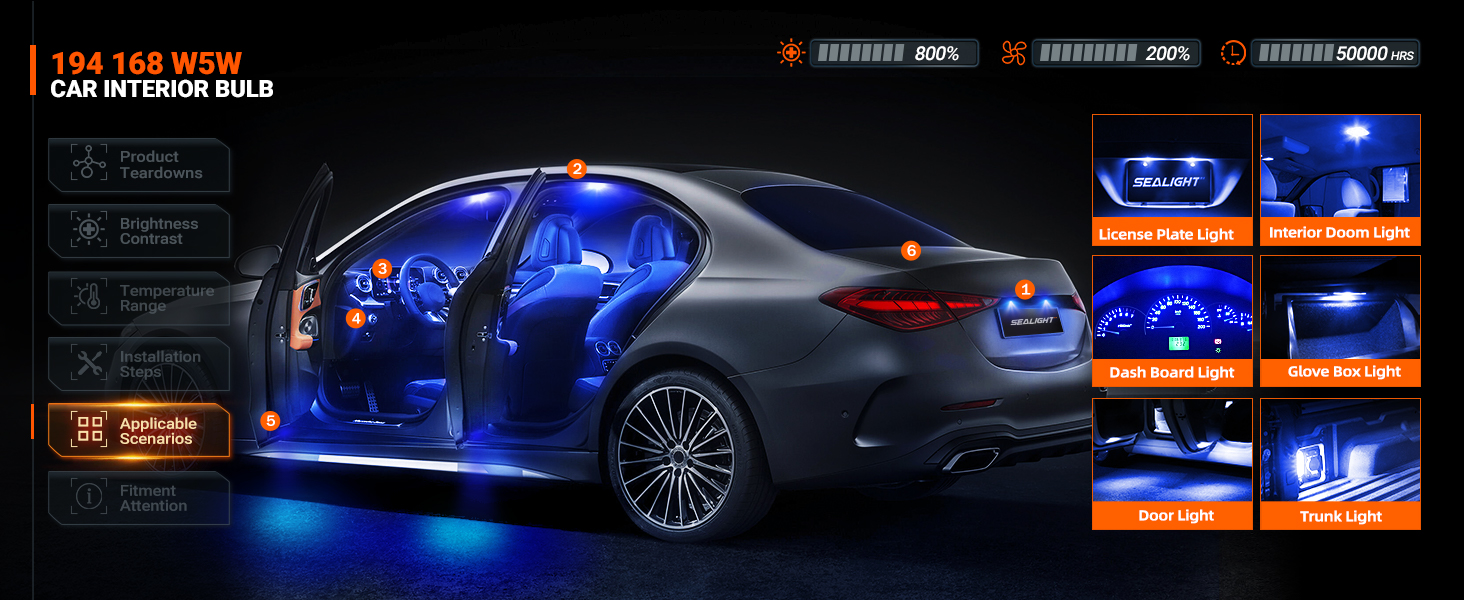 194 168 w5w led bulb blue