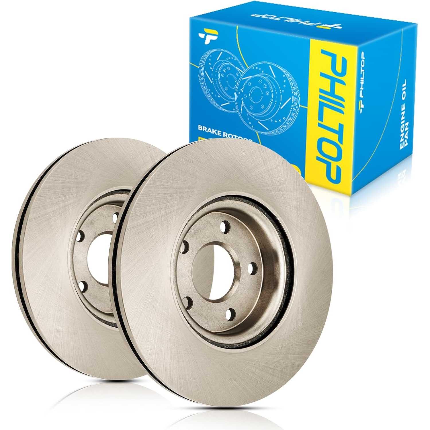 PHILTOP Front Rotor for Ford C-Max 2013-2017, for Volvo S40 2004-2011, C70 2006-2012, C30 2008-2013, V50 2005-2011, 2x Smooth Ve