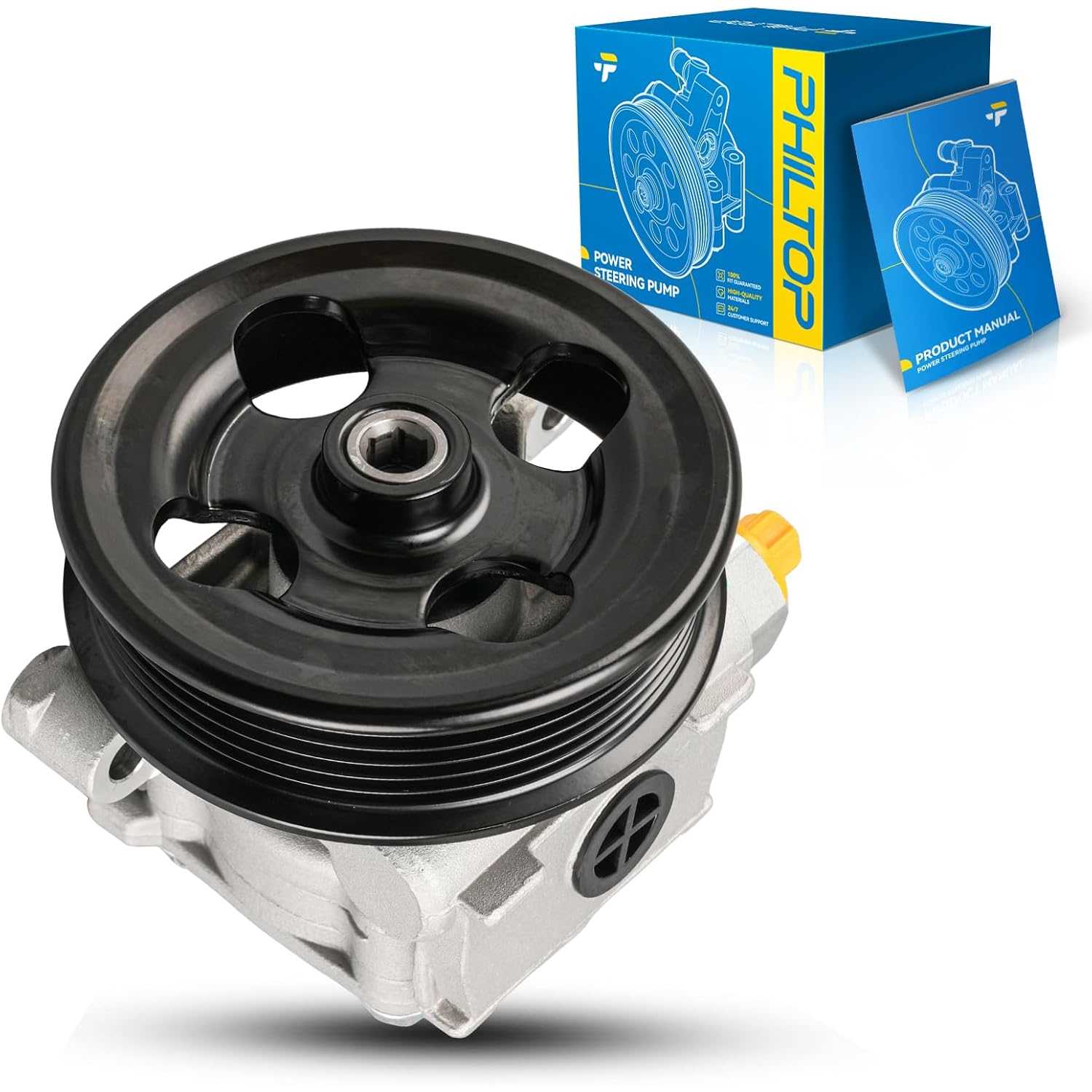 PHILTOP Power Steering Pump with Pulley, Compatible with 2006-2009 Fusion/Milan 2.3L, Replace # 21-5179, 215179, 965179, 6E5Z3A6