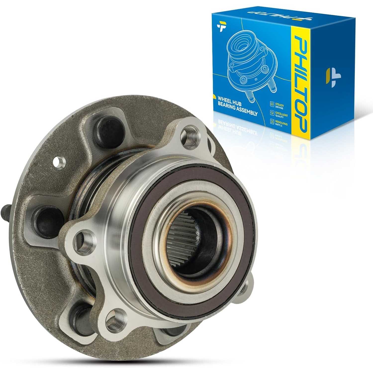 PHILTOP 515197 4WD Front Wheel Bearing Fit for Chevrolet Silverado 1500 2019-2022, GMC Sierra 1500 2019-2022, Chevrolet Tahoe 20