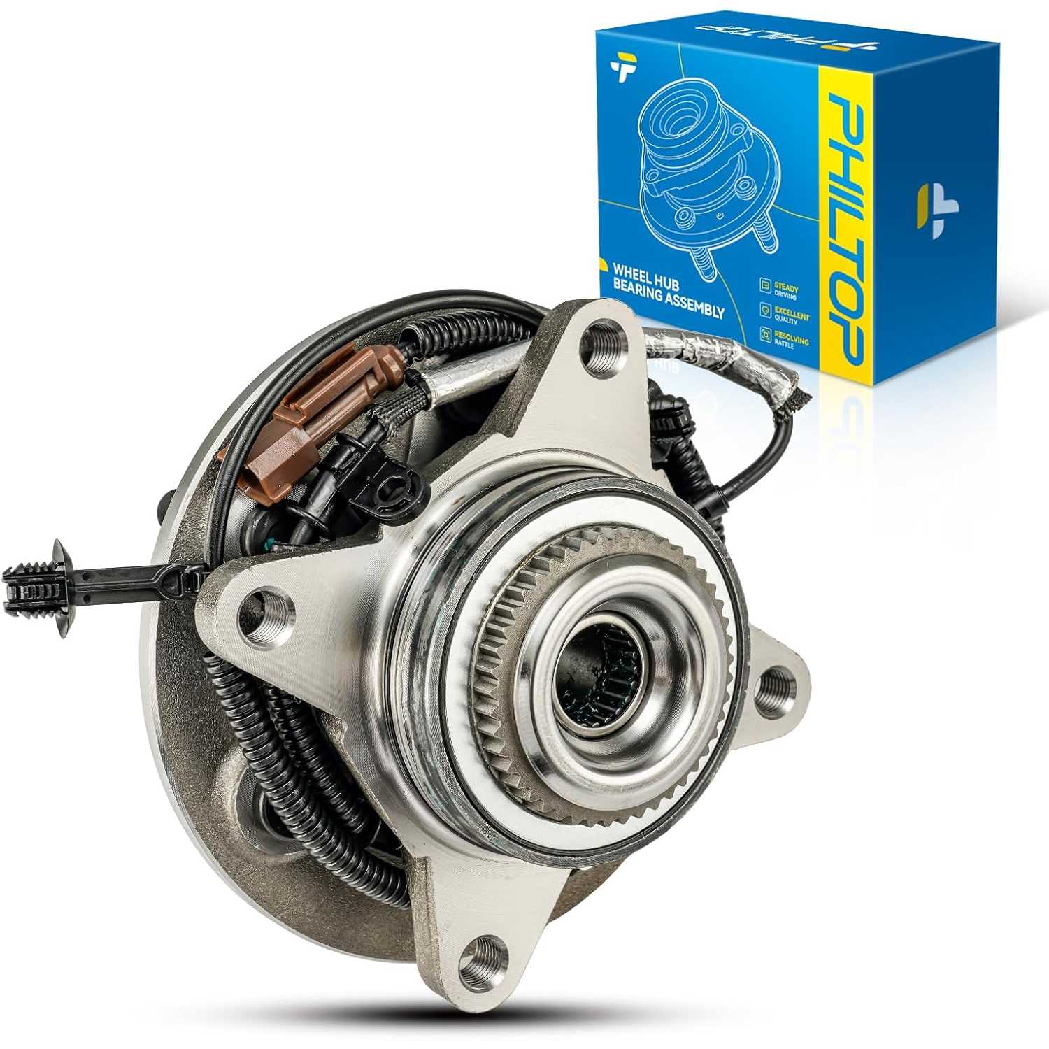 PHILTOP 515199 Front Wheel Hub Assembly Fit for 2018-2020 Ford F-150, Wheel Bearing and Hub Assembly 4WD