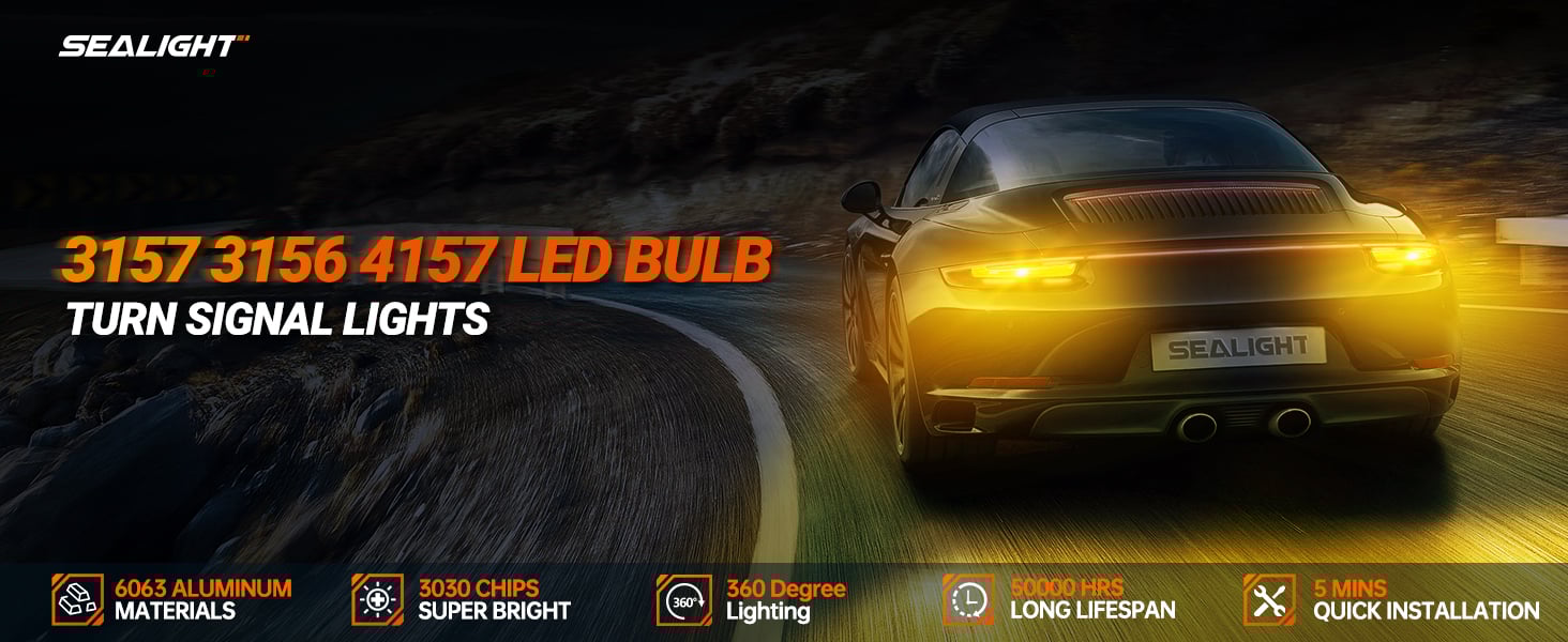 3157 Amber Yellow LED Bulbs Turn Signal Lights