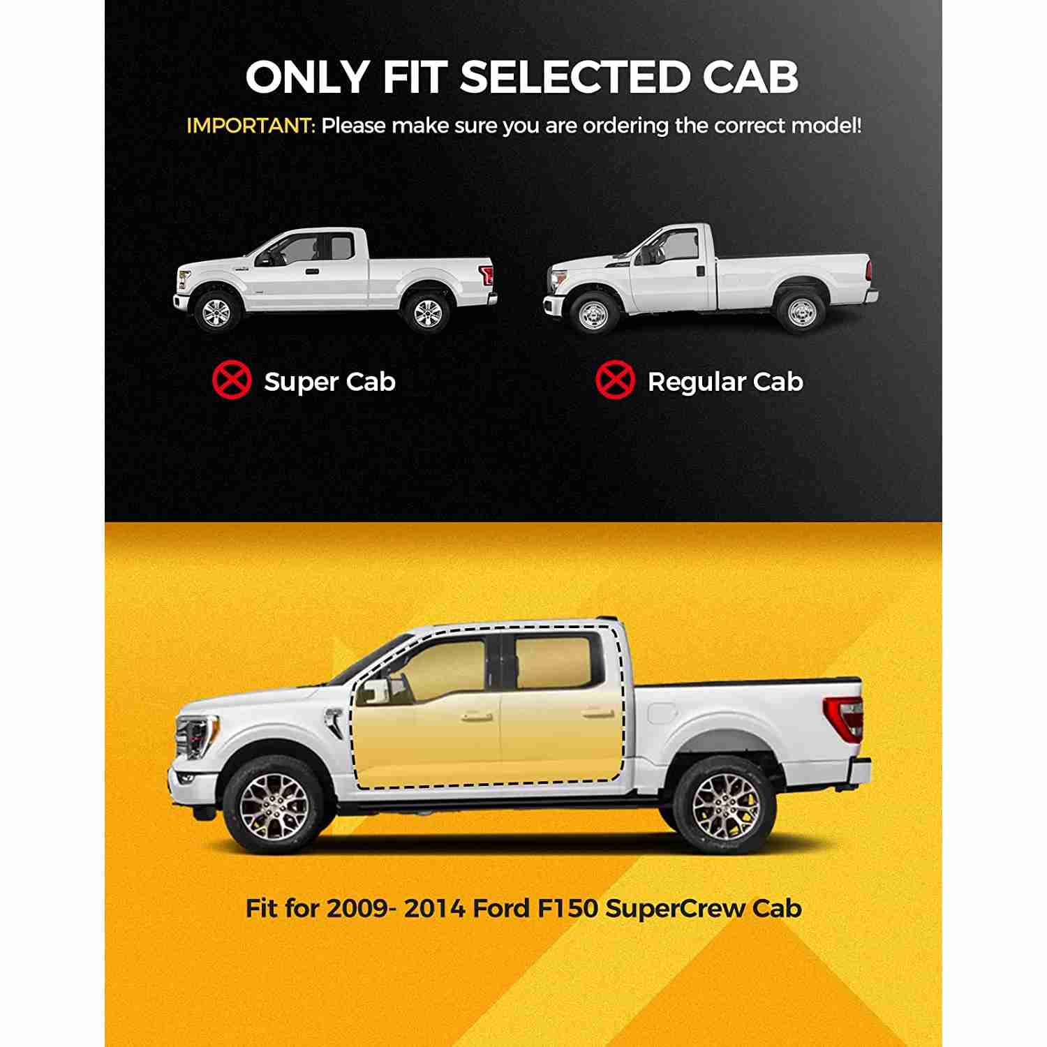 Suncent® 2009-2014 Ford F150 Super Crew Cab 3-Stair Running Boards 1