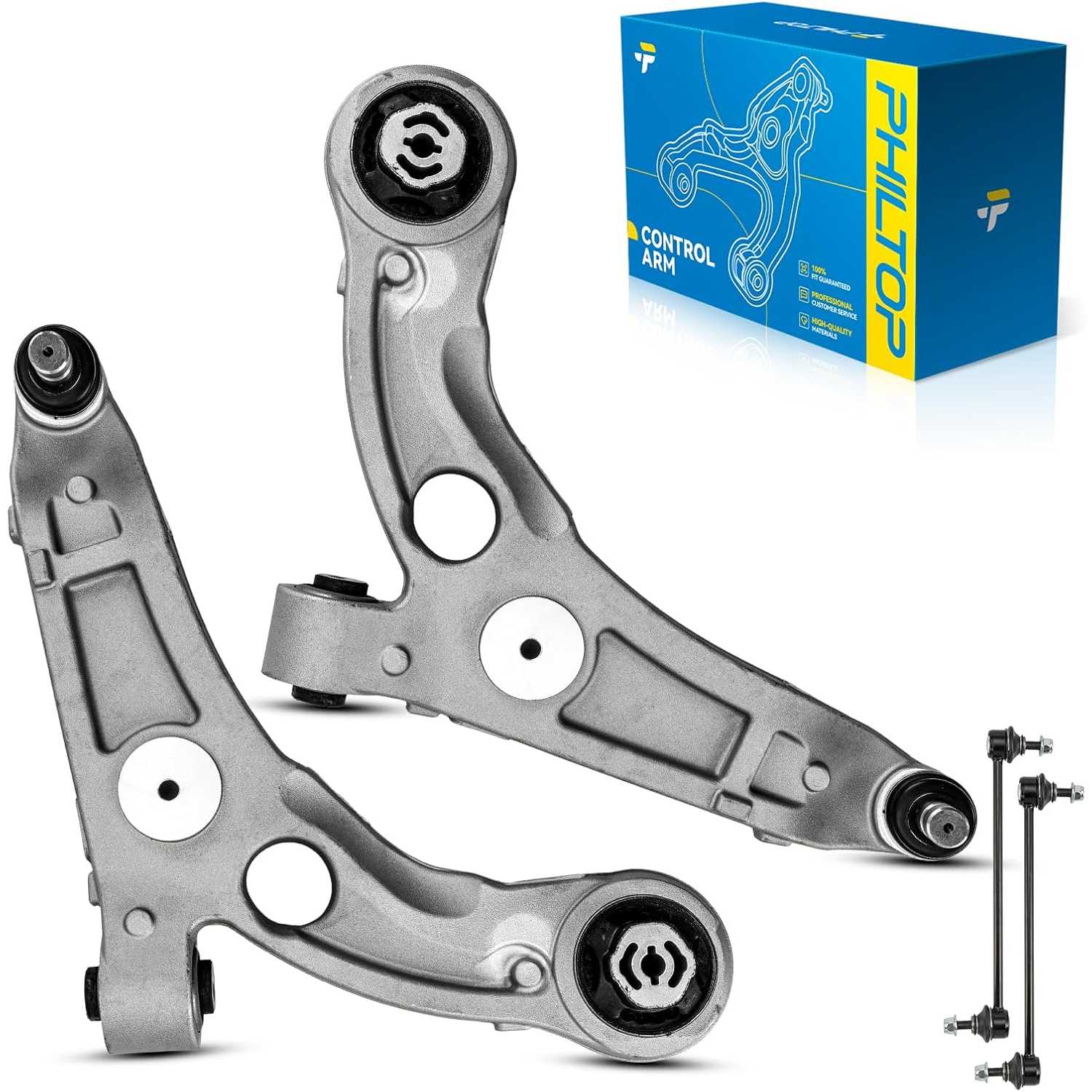 PHILTOP Front Suspension Kit Lower Control Arm w/Ball Joint & Stabilizer Sway Bar End Links Compatible with Chrysler 200 201