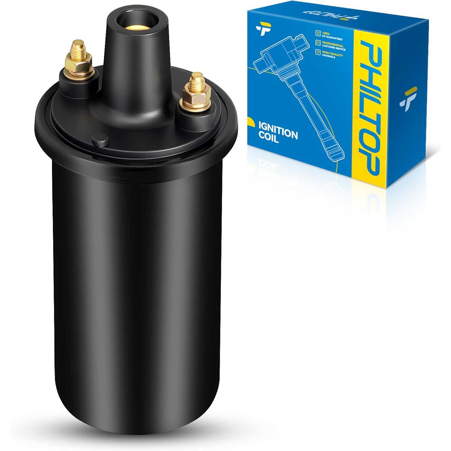 PHILTOP UC15 Ignition Coil Packs Fits for Volkswagen 1951-1953 1965 1967-1979 Beetle, 1971-1979 Super Beetle, MG 1962-1974 MGB,
