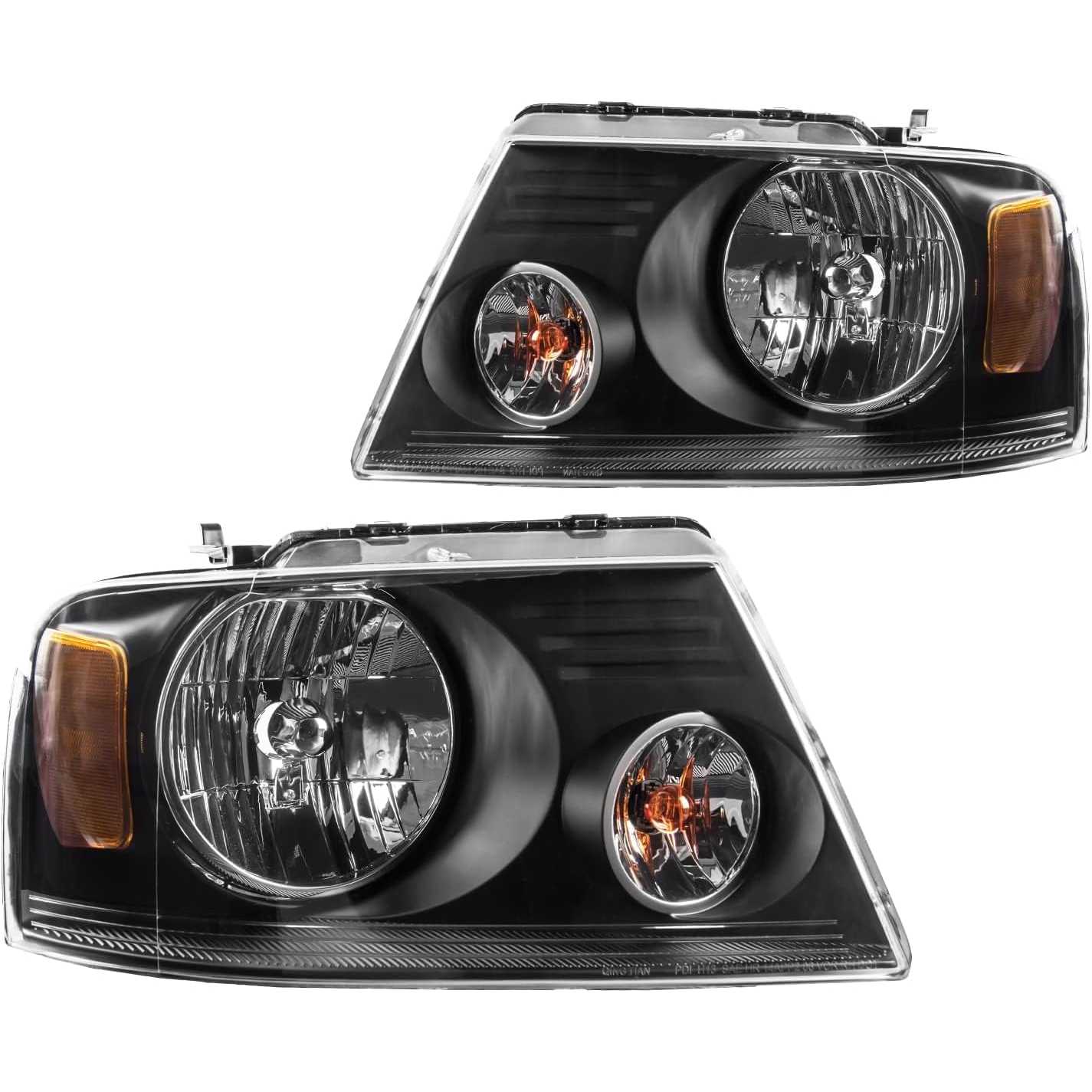 PHILTOP Headlight Assembly Replacement for Civic 2006-2011, Amber Headlamp Reflctor Clear Lens Chrome Housing