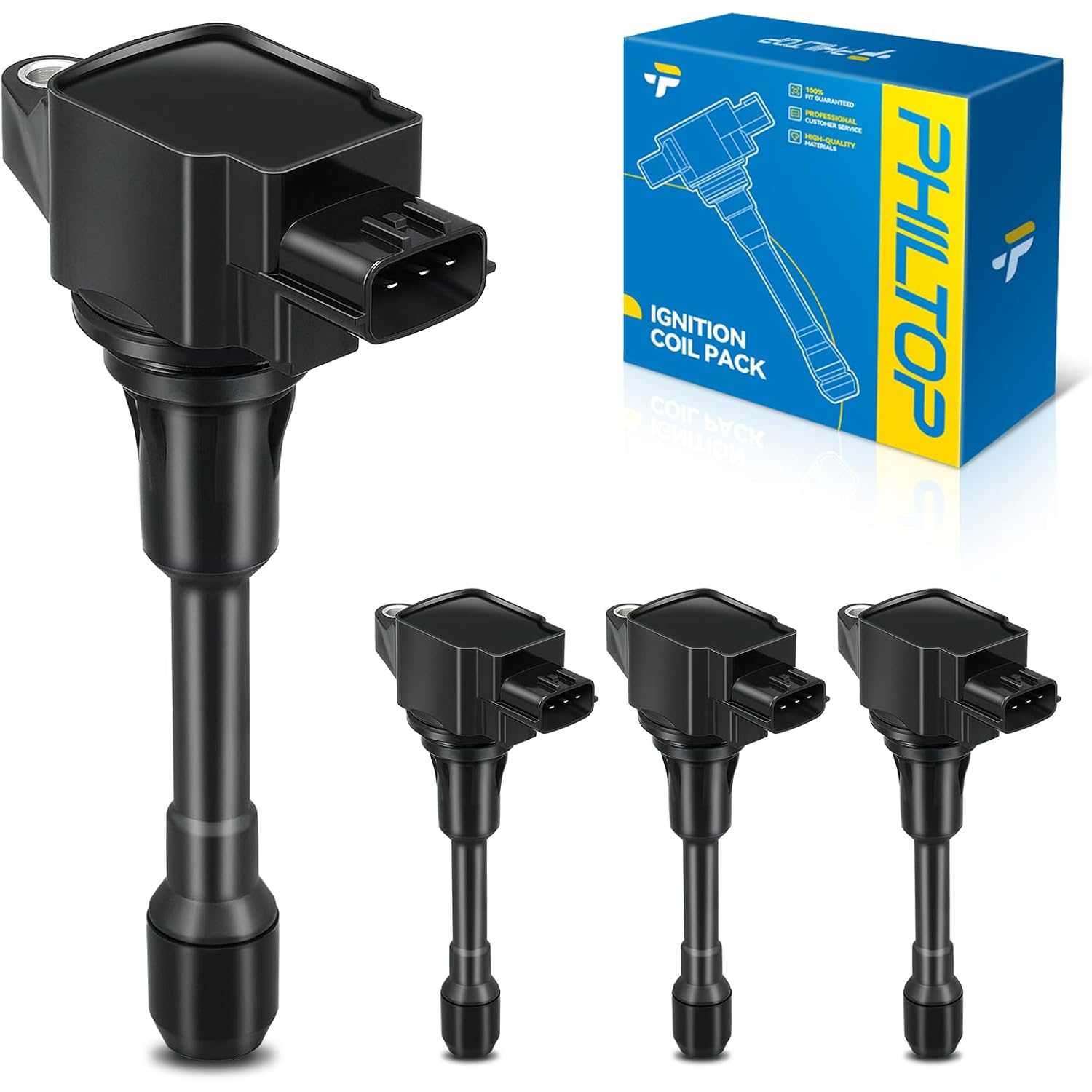 PHILTOP UF549 Ignition Coil 4 Packs Fit for Altima,Rogue,Sentra,Frontier,Rogue Select,Versa,NV200,Cube,QX60,Pathfinder,M56,Equat