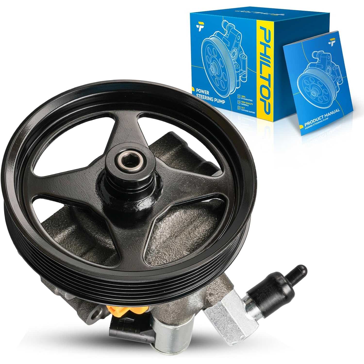 PHILTOP 96260 Power Steering Pump with Pulley, Fit for 1992-2002 Crown Victoria/Grand Marquis, 1997-2001 Expedition, 1991-2002 T