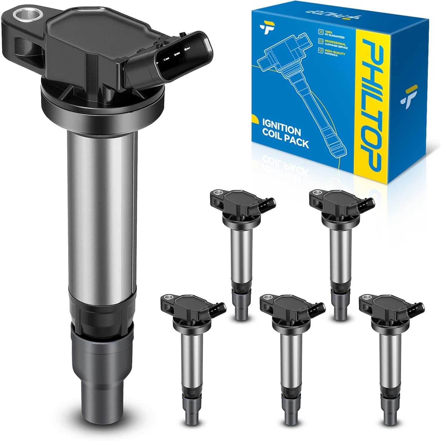 PHILTOP UF506 Ignition Coil Packs Fits for Toyota 2004-2006 Sienna, Lexus 2004-2006 RX330, Toyota 2004-2008 Solara 3.3L, Toyota