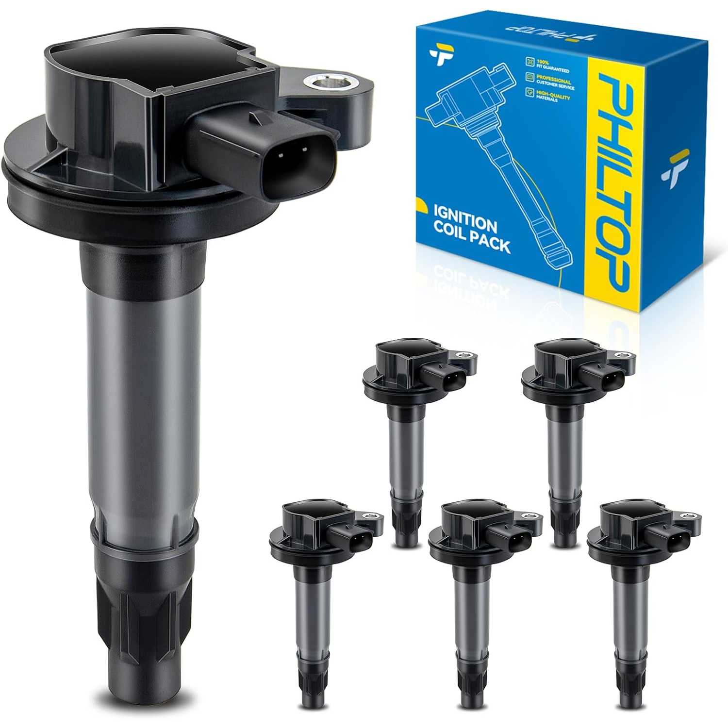 PHILTOP UF553 Ignition Coil Pack, Fits for Ford 2012-2017 Explorer 3.5L, 2012-2016 Edge 3.5L, 2007-2011 Edge, 2010-2016 Taurus 3