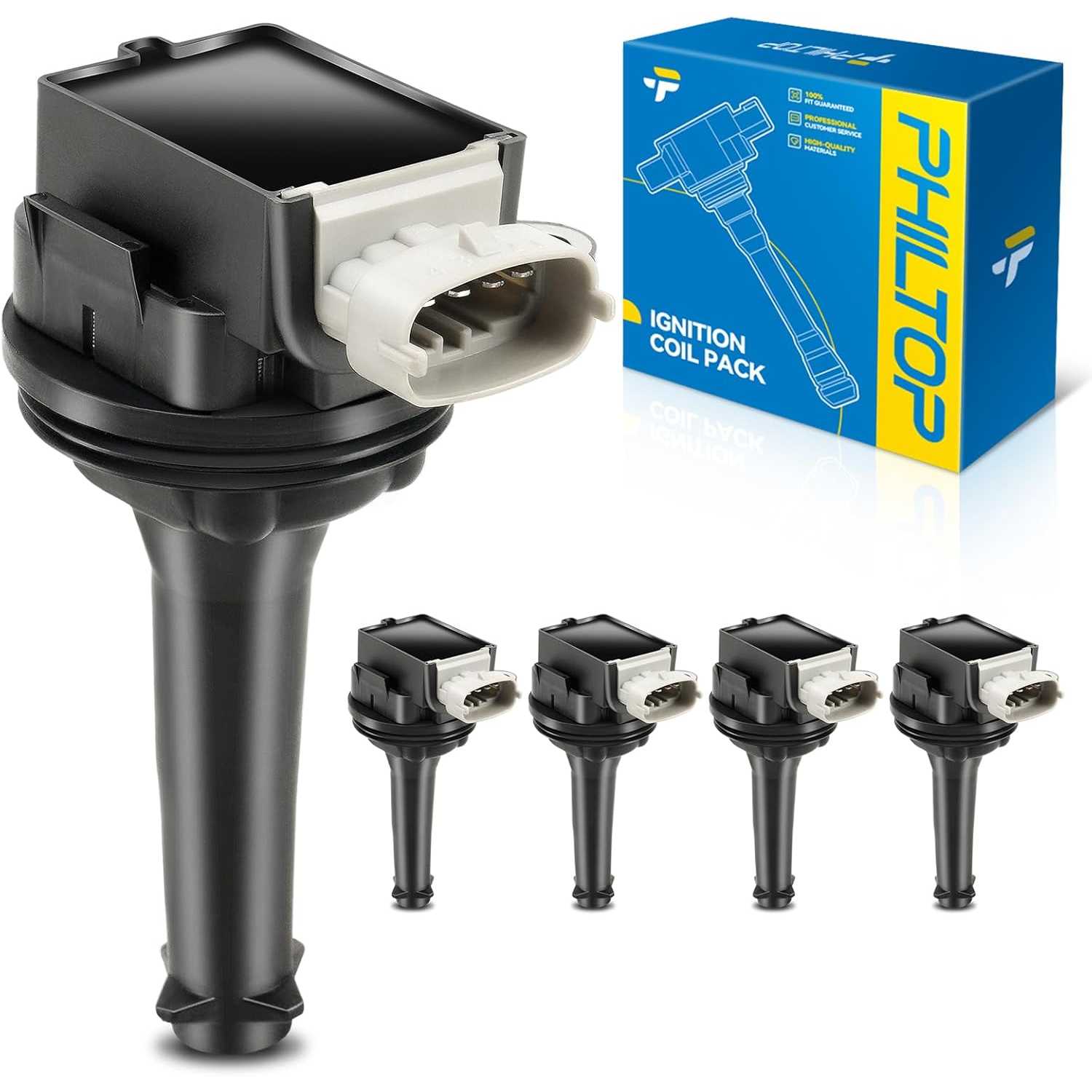 PHILTOP Ignition Coil Pack UF517 Compatible with Volvo 2004-2016 S60, 2004-2011 S40, 2007 XC70 2016 XC70, 2015-2016 XC60, 2008-2
