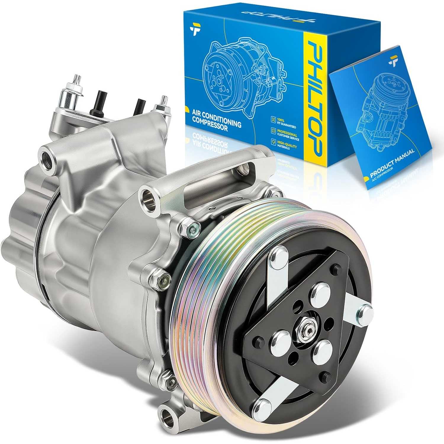 PHILTOP 275797 Air Conditioner AC Compressor with Clutch for Mini Cooper 2007, 2012-2015, 2008 1.6L, 2008-2011 1.6T,Cooper Count