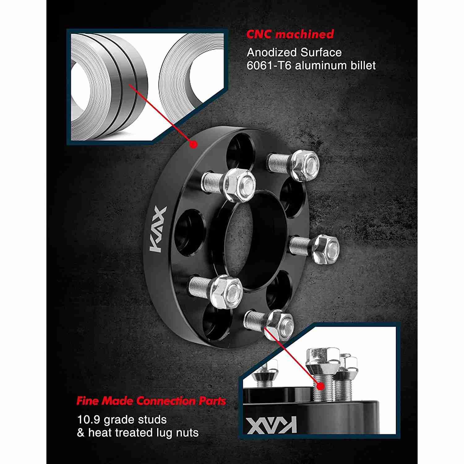 KAX® 5x4.5" Wheel Spacers Hub Centric 1" 70.5mm 1/2"x20 2Pcs 1