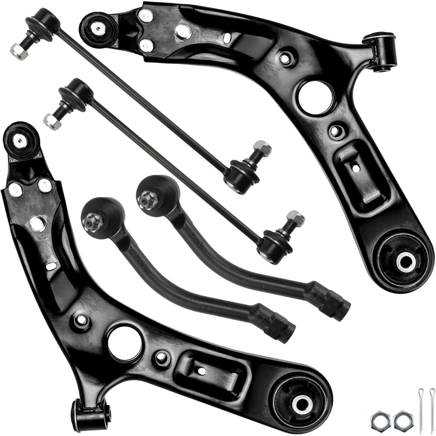 PHILTOP 6Pcs Suspension Kit Front Lower Control Arm w/Ball Joint Sway Bar End Link Tie Rod End Fit for 2014-2019 Soul/Soul EV